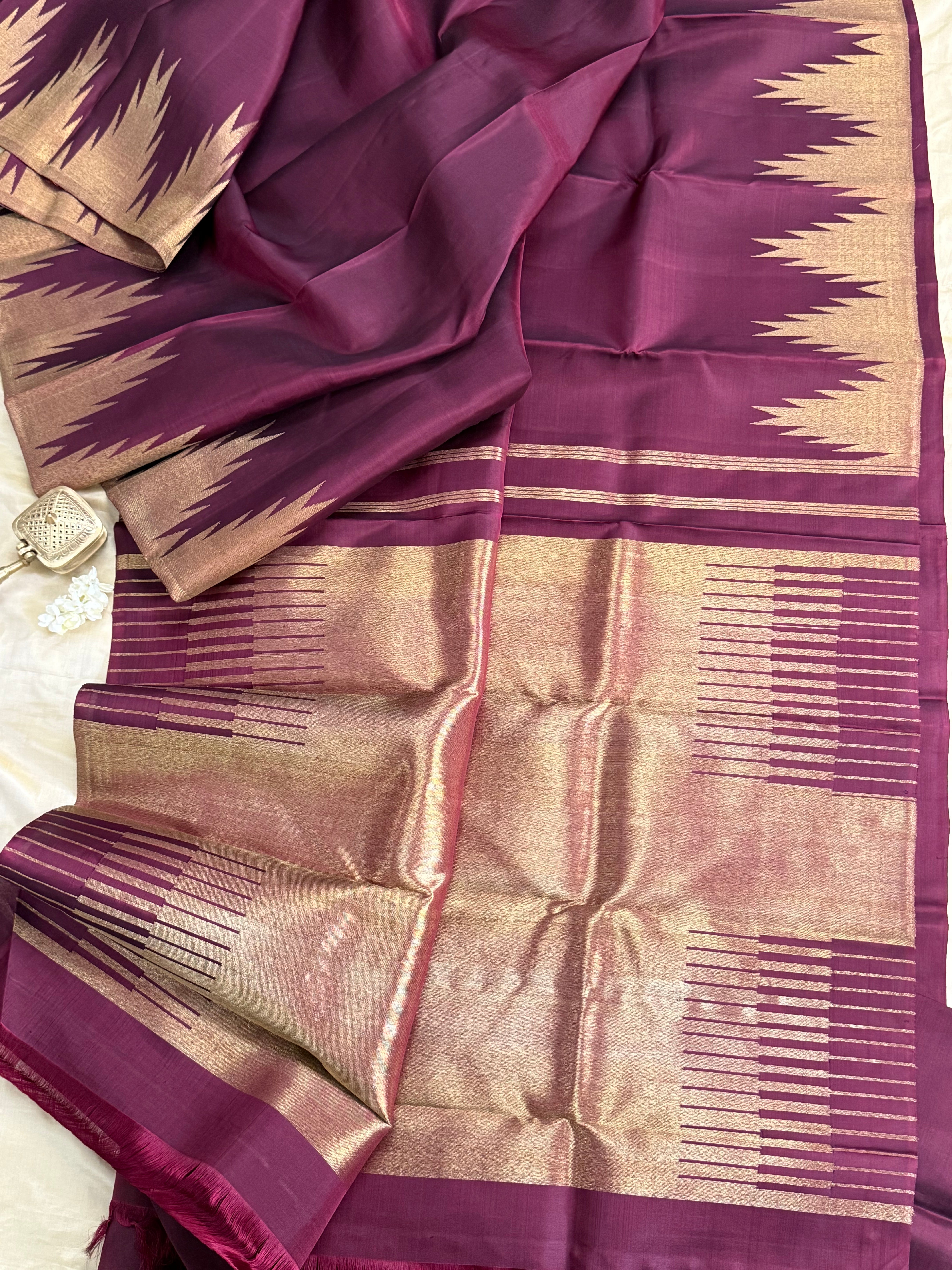Paaku 8 kol temple border/ Kanjipuram silk CLSA1925