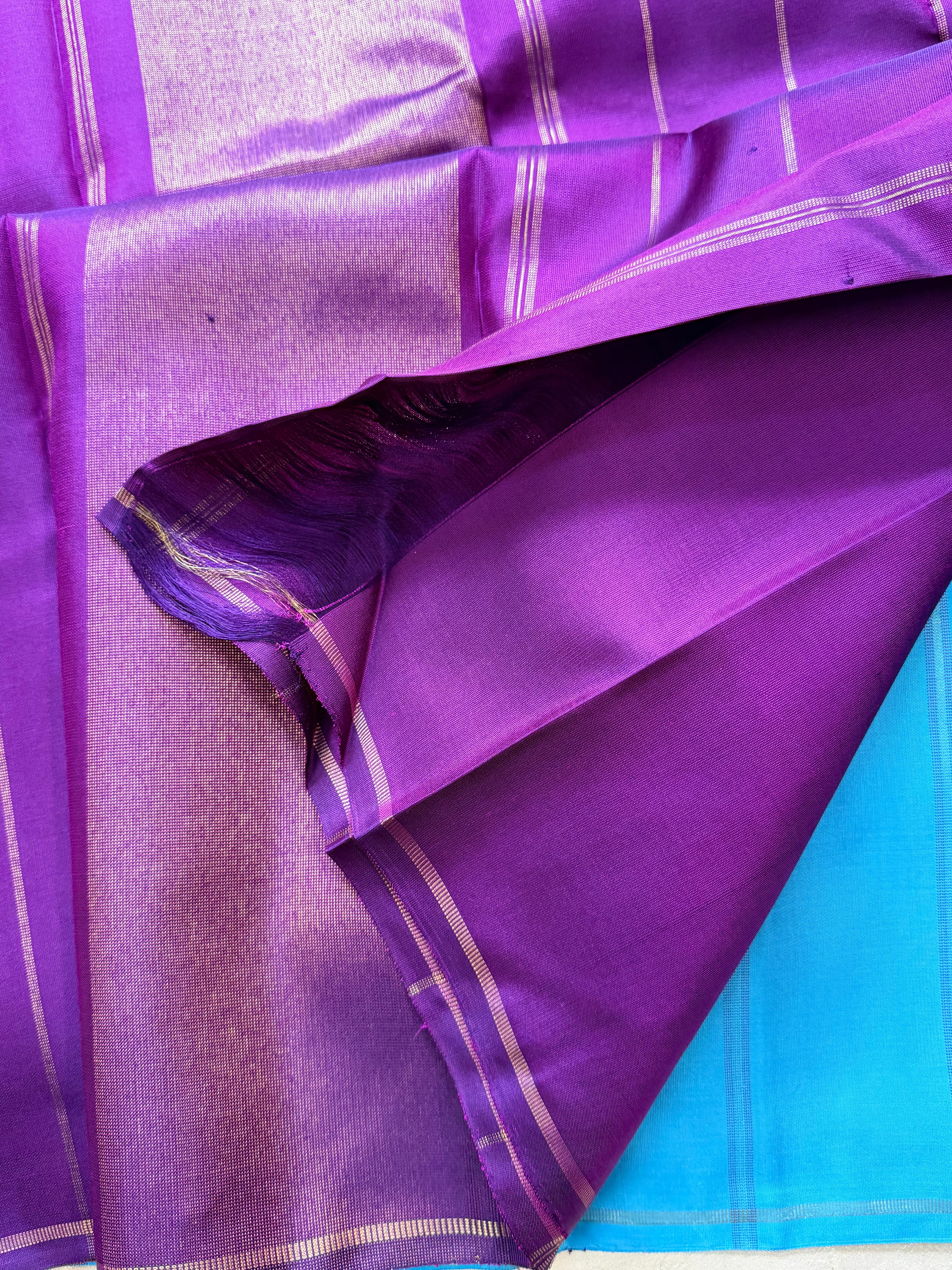 Kalai :Aanadha blue and purple palla / kanjipuram silk