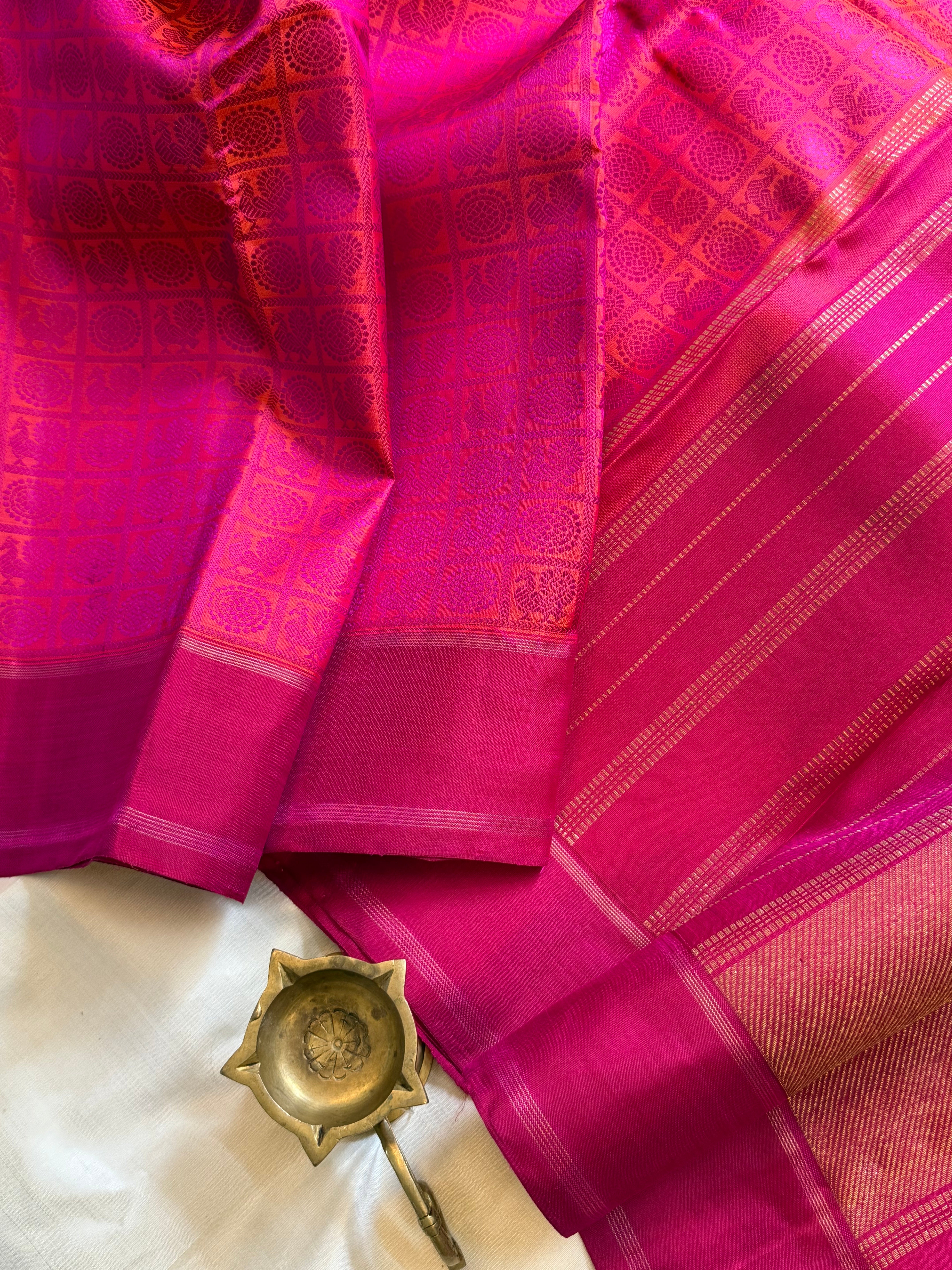1000 butta border dark pink kanjipuram silk
