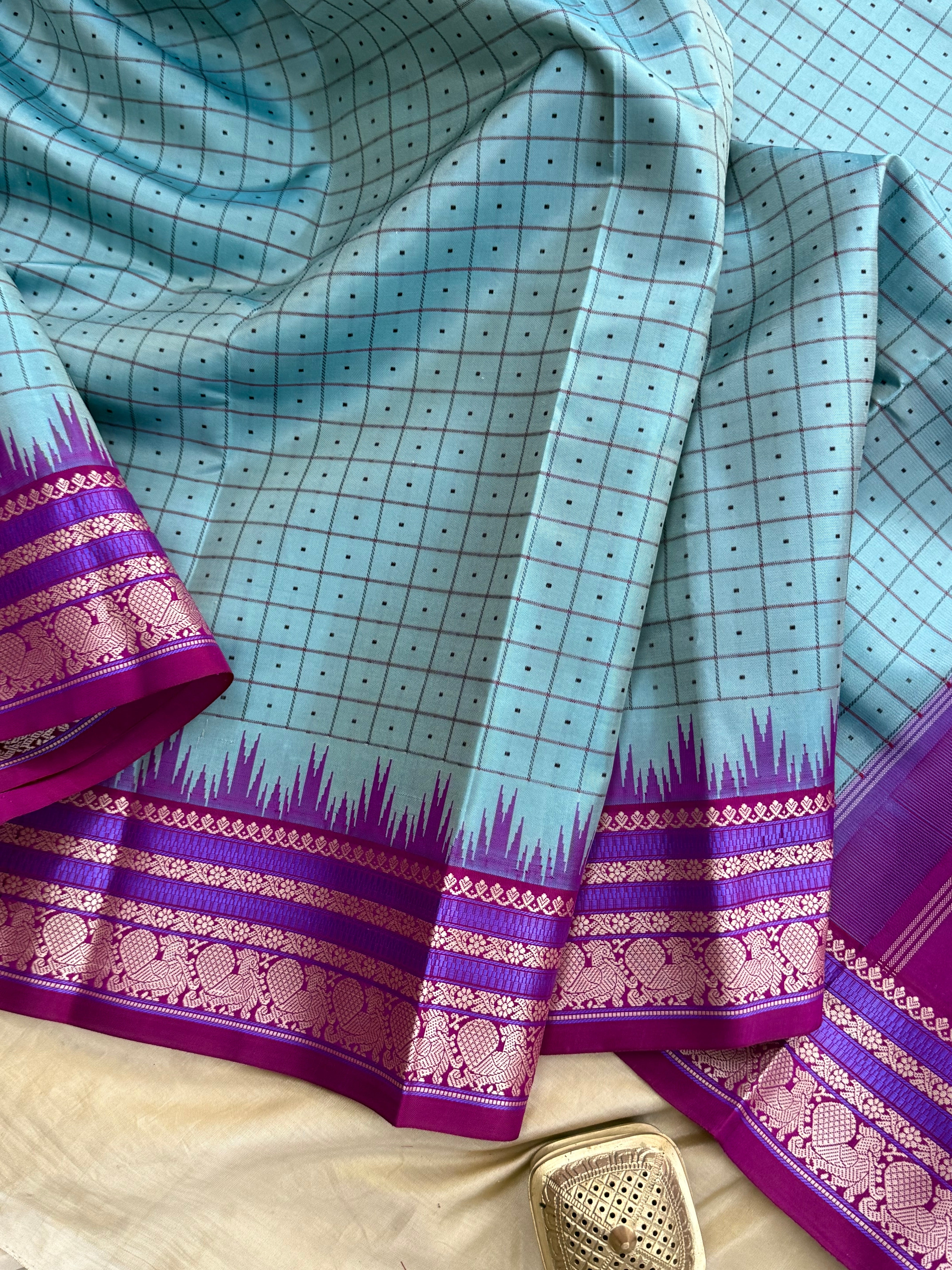 Blue Laksham Butta with temple border/special edition CLSA10478