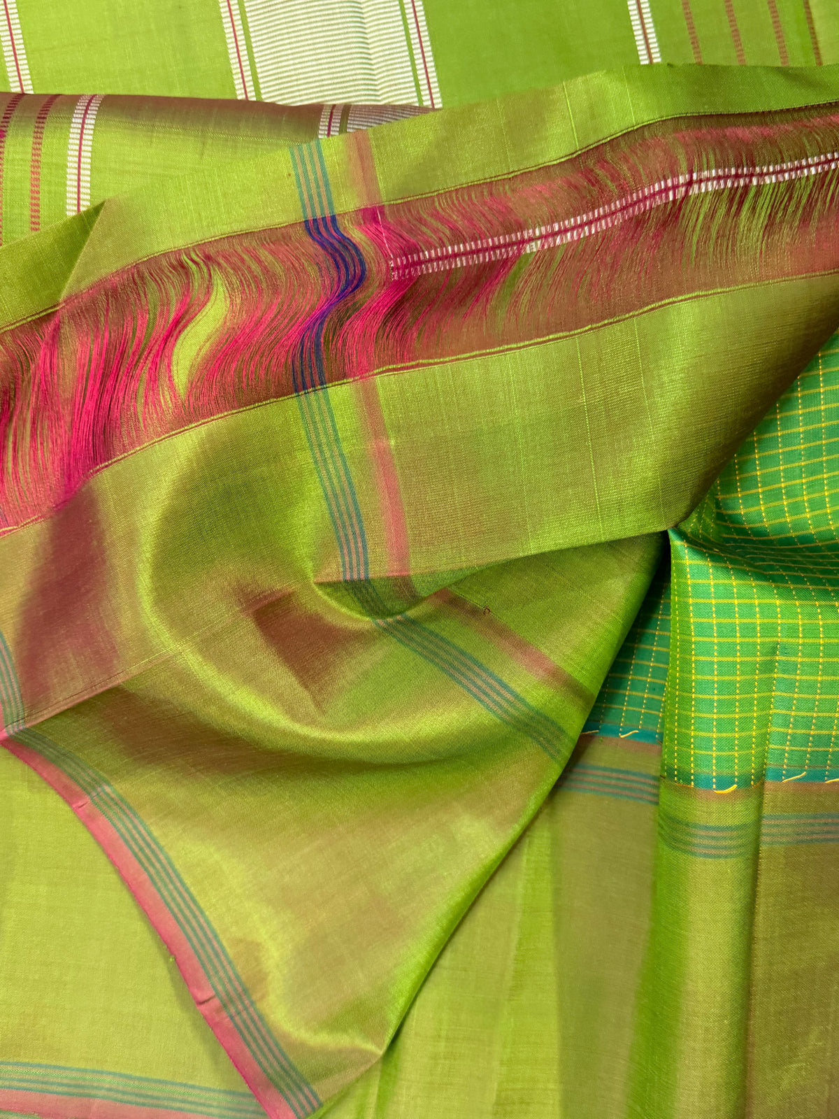 Green thread checks Aarani pure silk saree/ clsa 12055