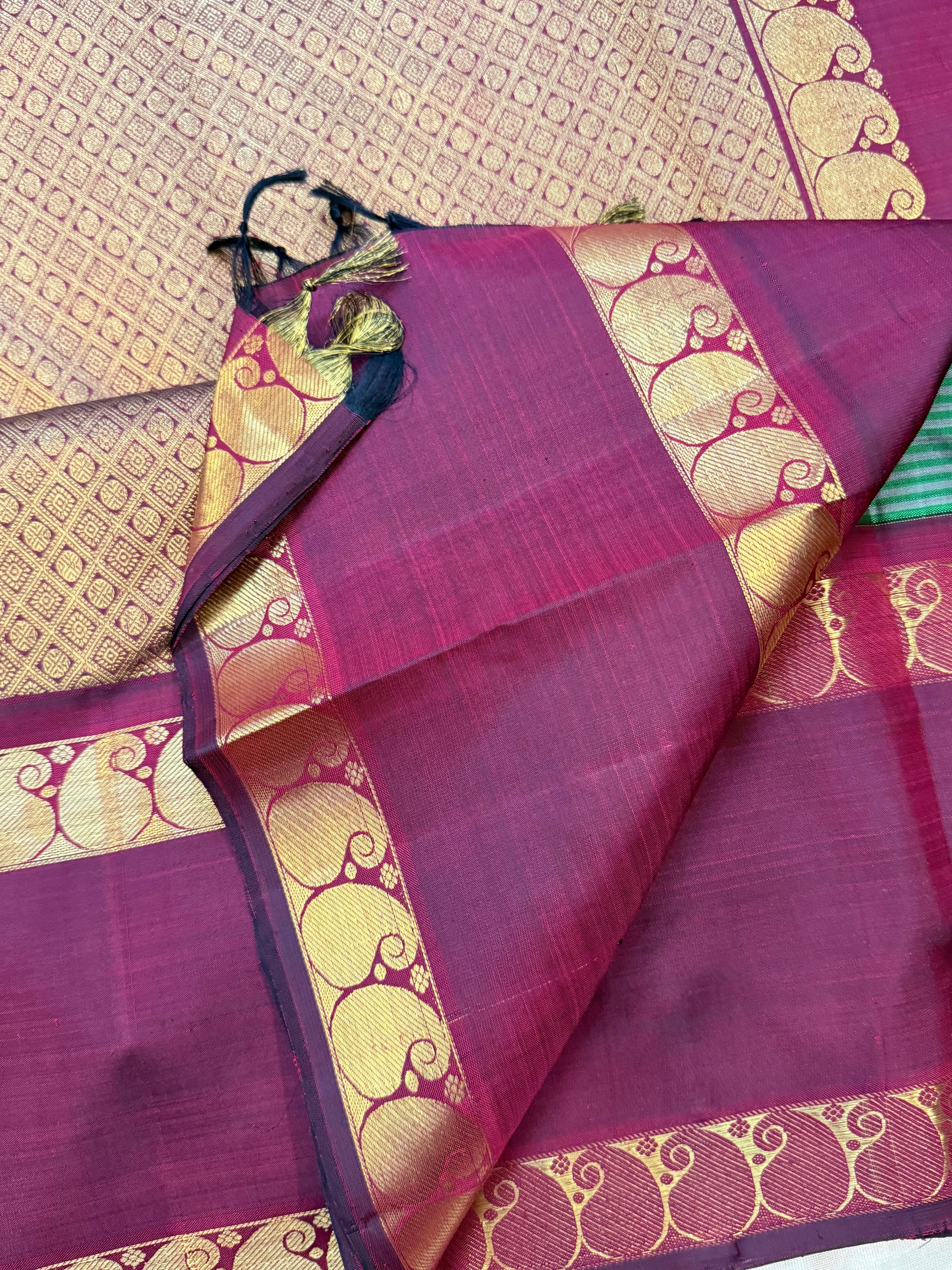 Green vintage stripes and araku rettapet border/ Arani silk