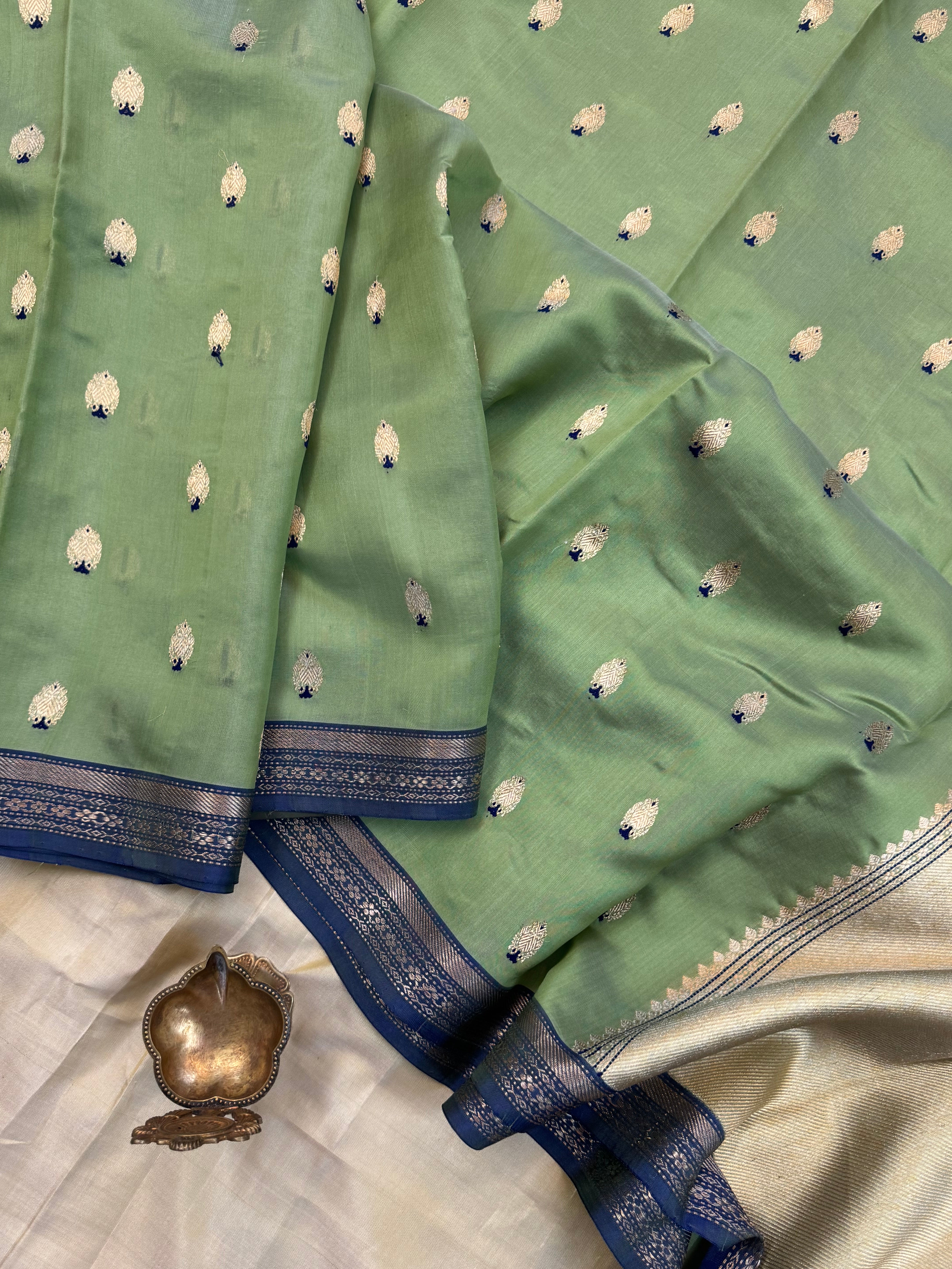 Elakai green ektara premium Royal Chanderi