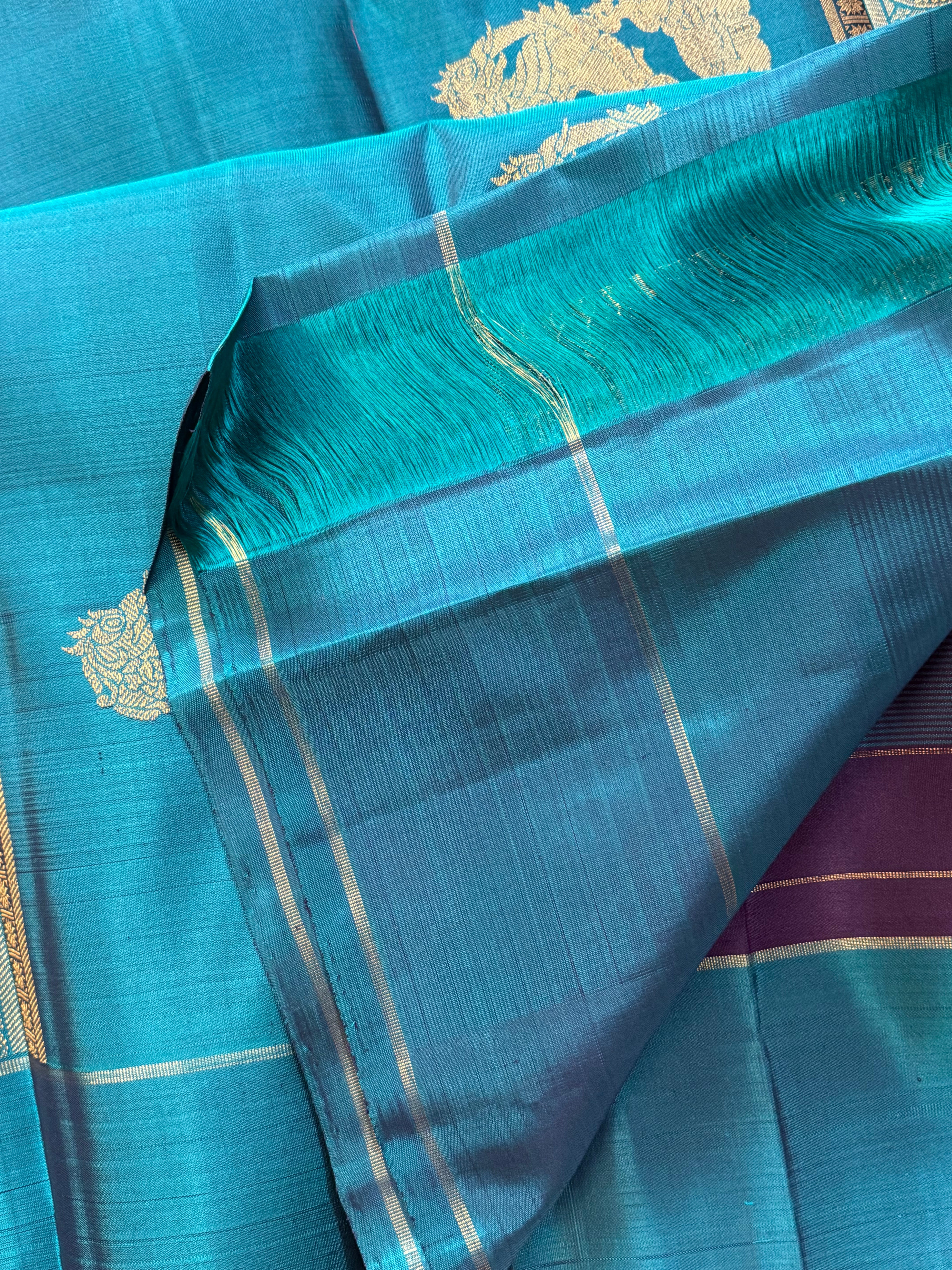 Teal blue and pakku Chettinad kattam