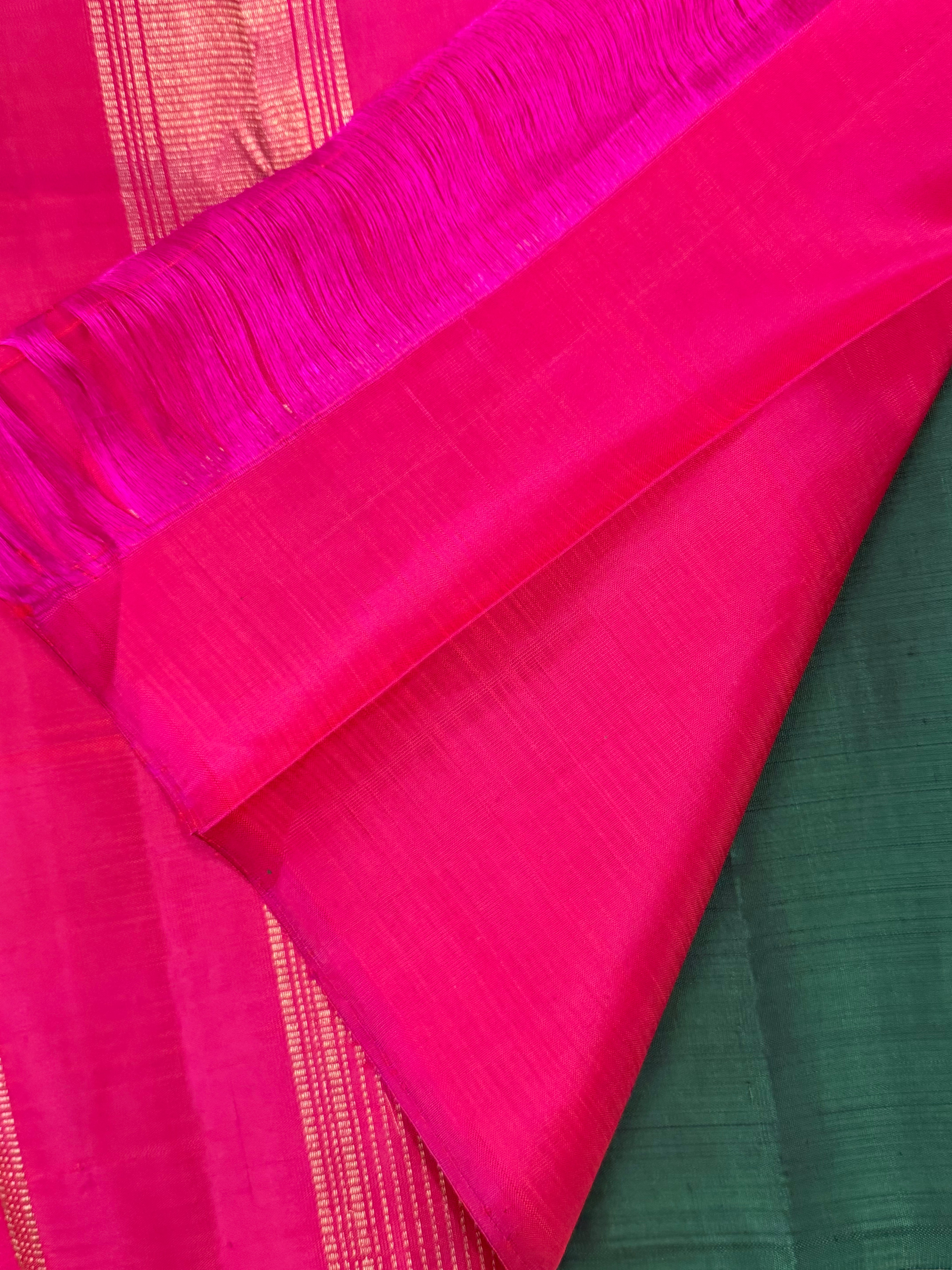 Green and magenta half and half / Kanjipuram silk