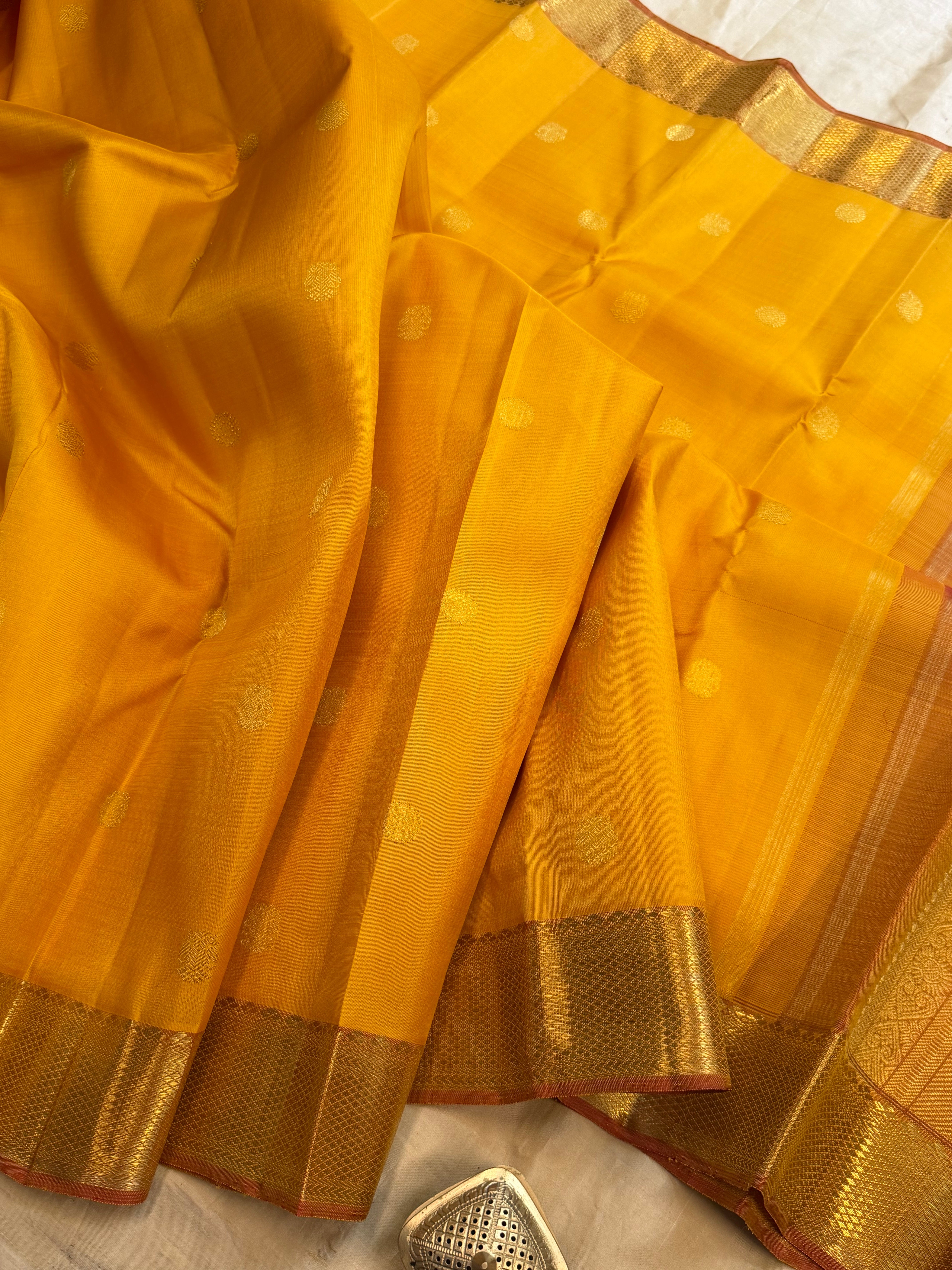 Moha : Golden mustard pure Zari Kanjipuram silk