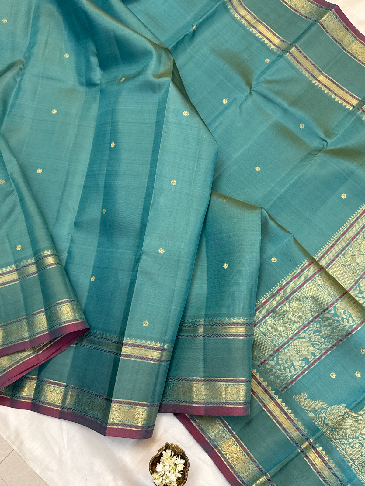 festivel edit _special edition_ Pastel Teal colour and border Rettapet /silk saree clsa 12419