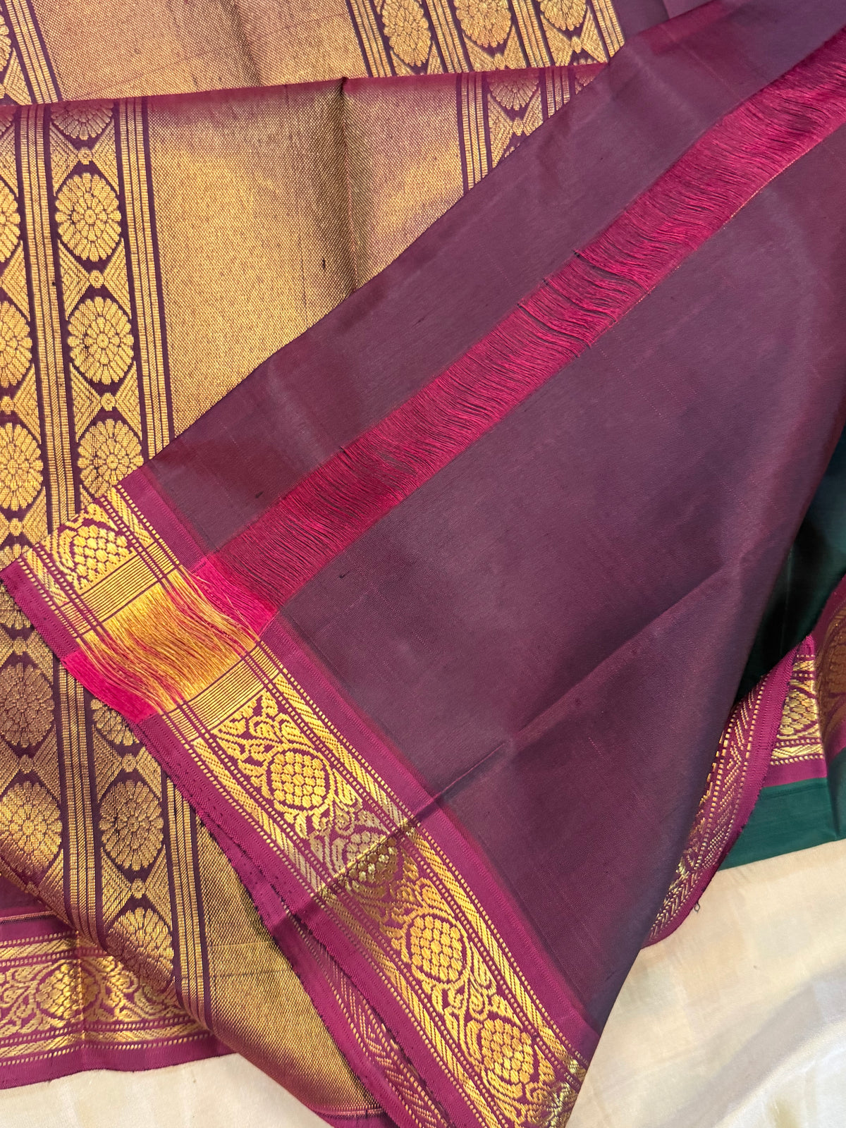 Dark green Aarani pure silk saree/ clsa 12063