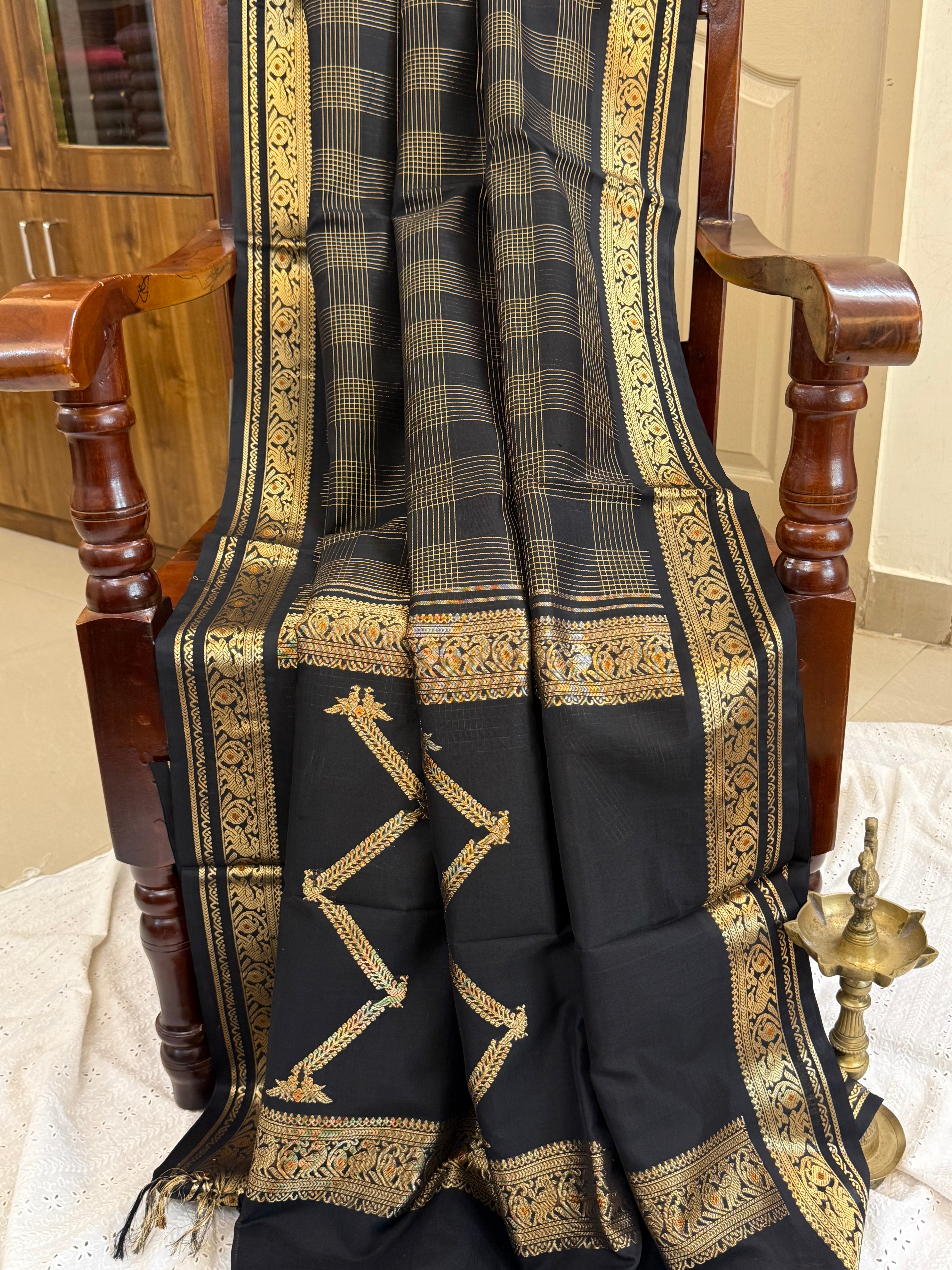 Black vintage kattam / Premium Silk Cotton CL7989