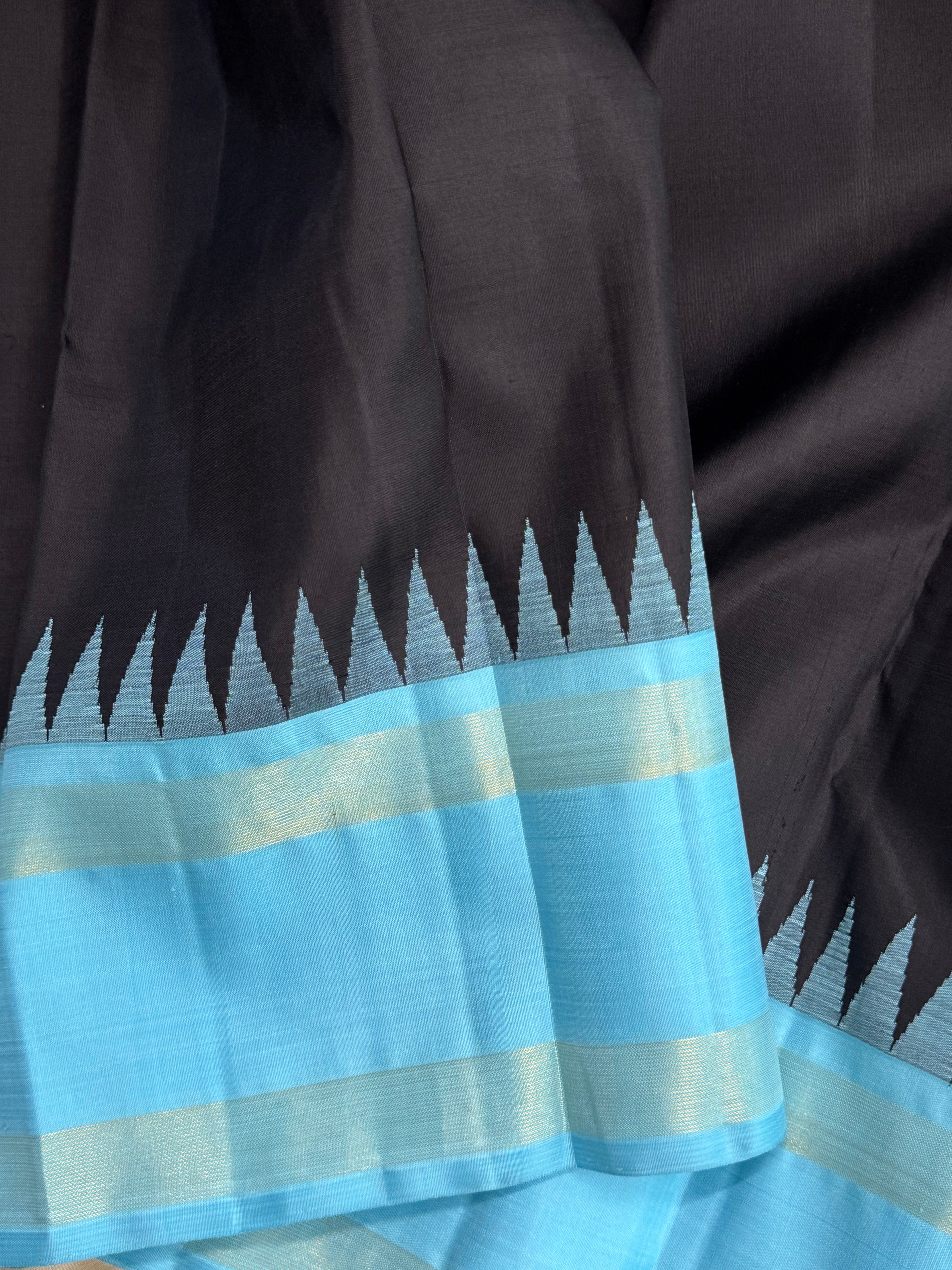 Black and turquoise blue/ Arani silk