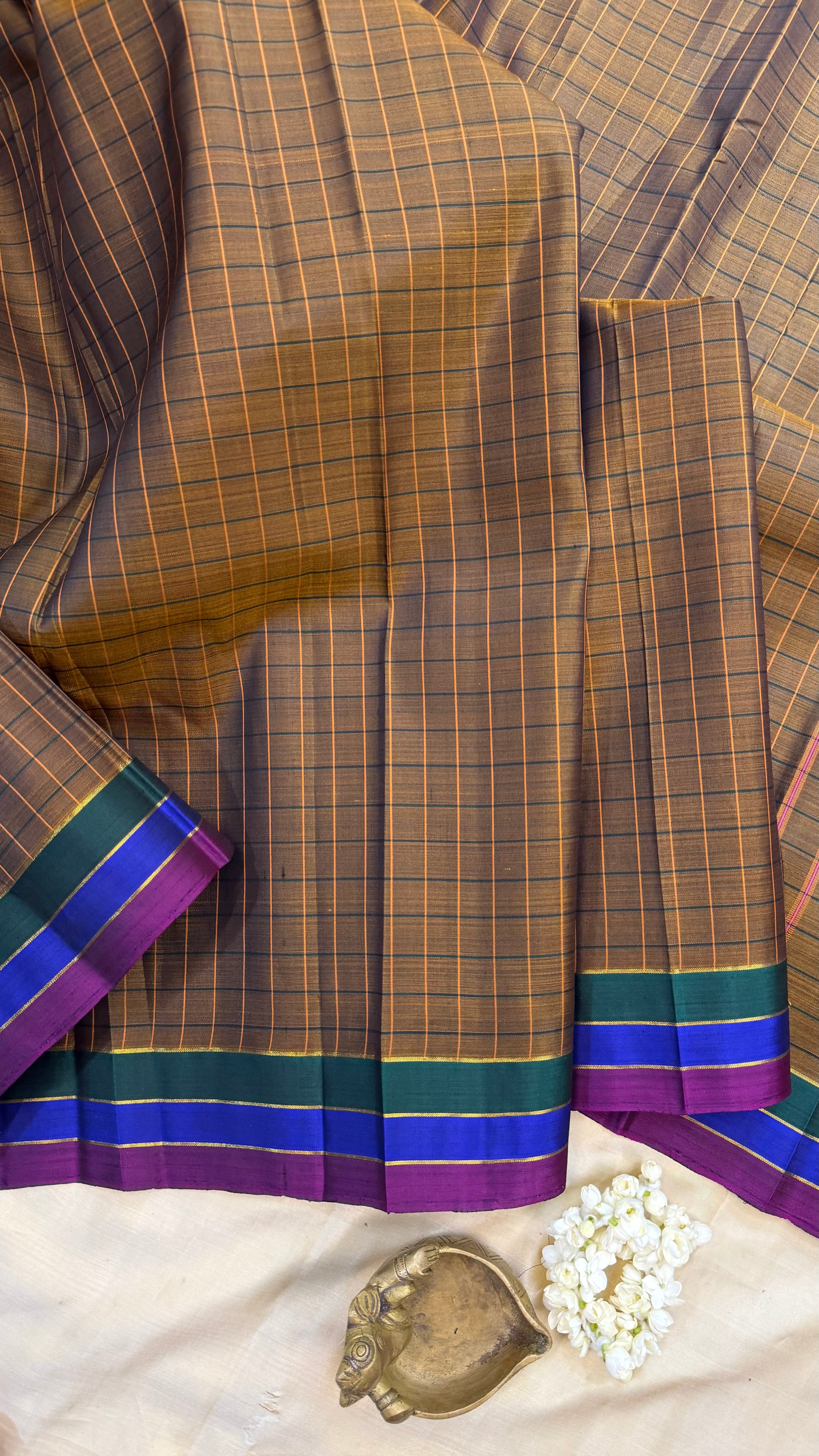 Brown thread work / Arani silk