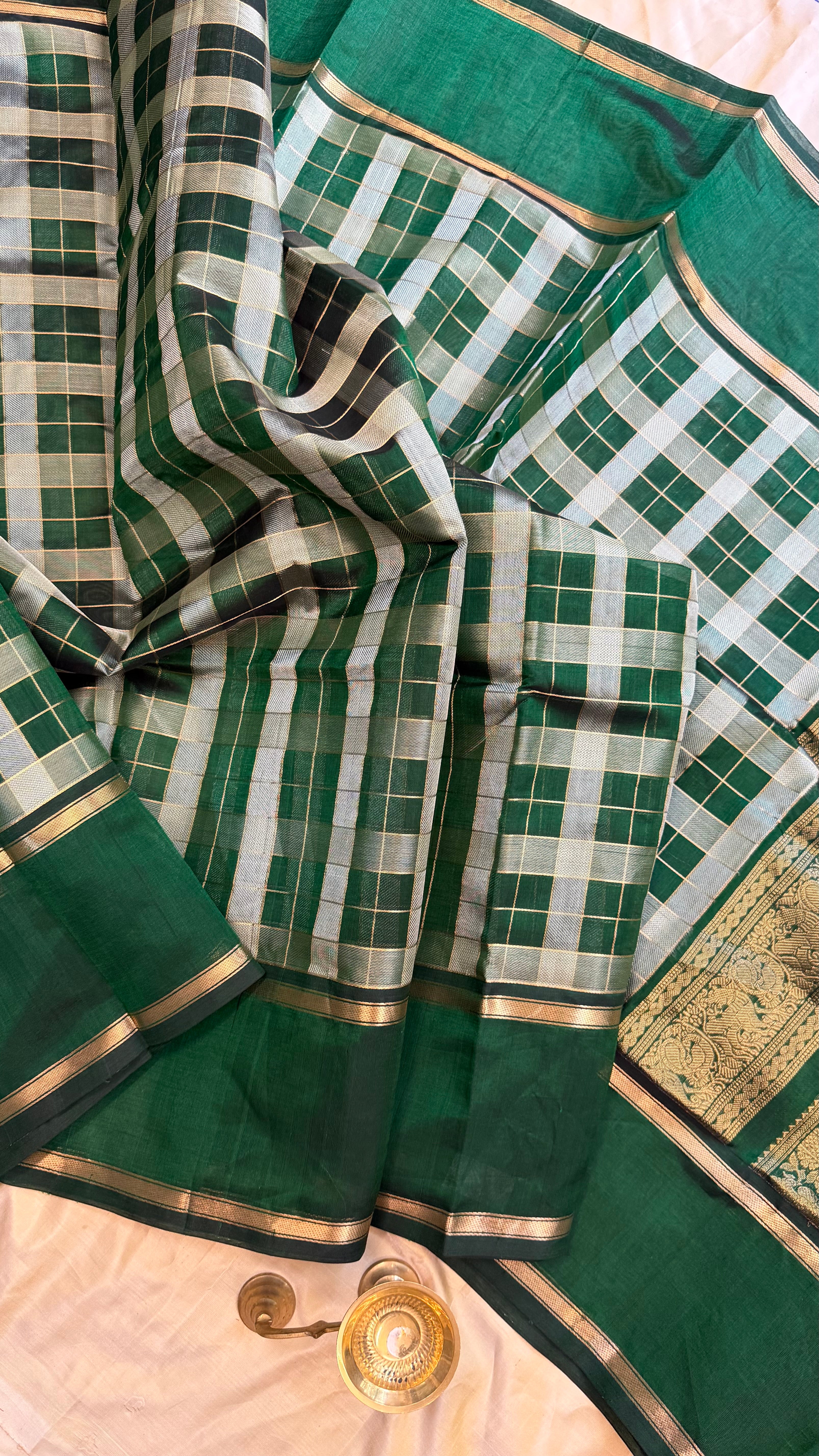 Green Chettinad kattam / Silk Cotton
