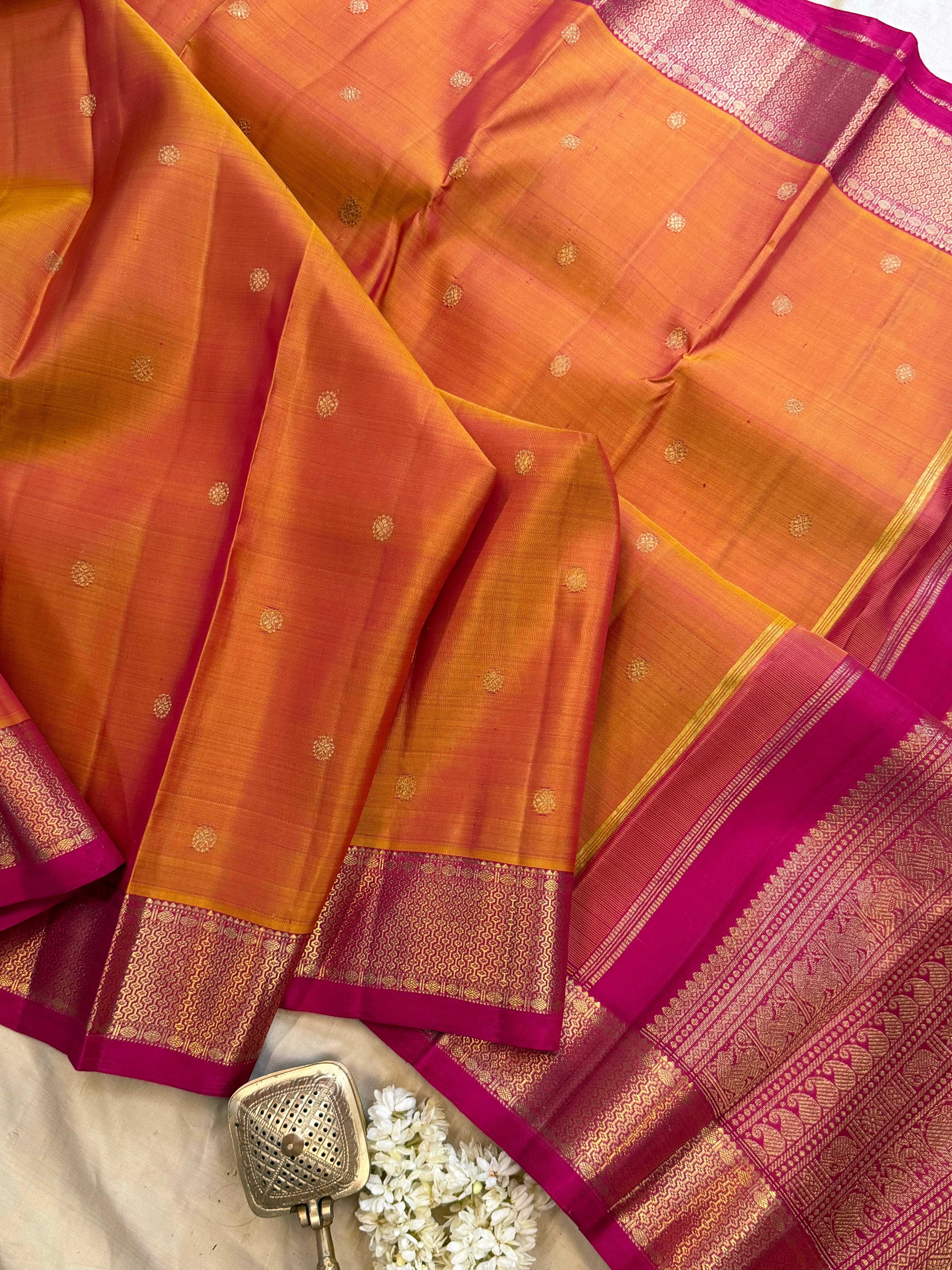 Simha  colour mayilkann border  pure Kanjipuram silk CL9955