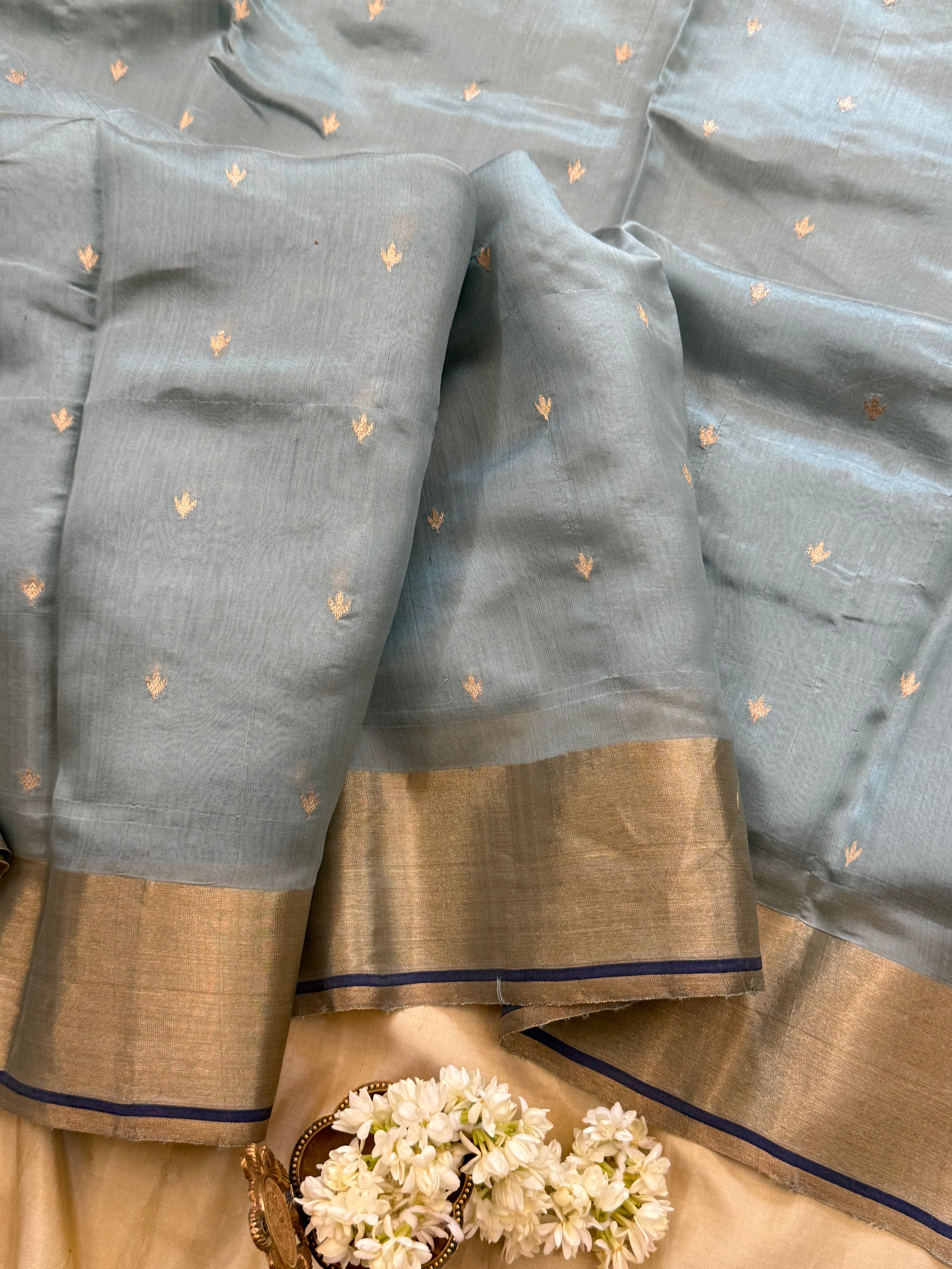 Powder blue small butta / Chanderi silk CLSA10876