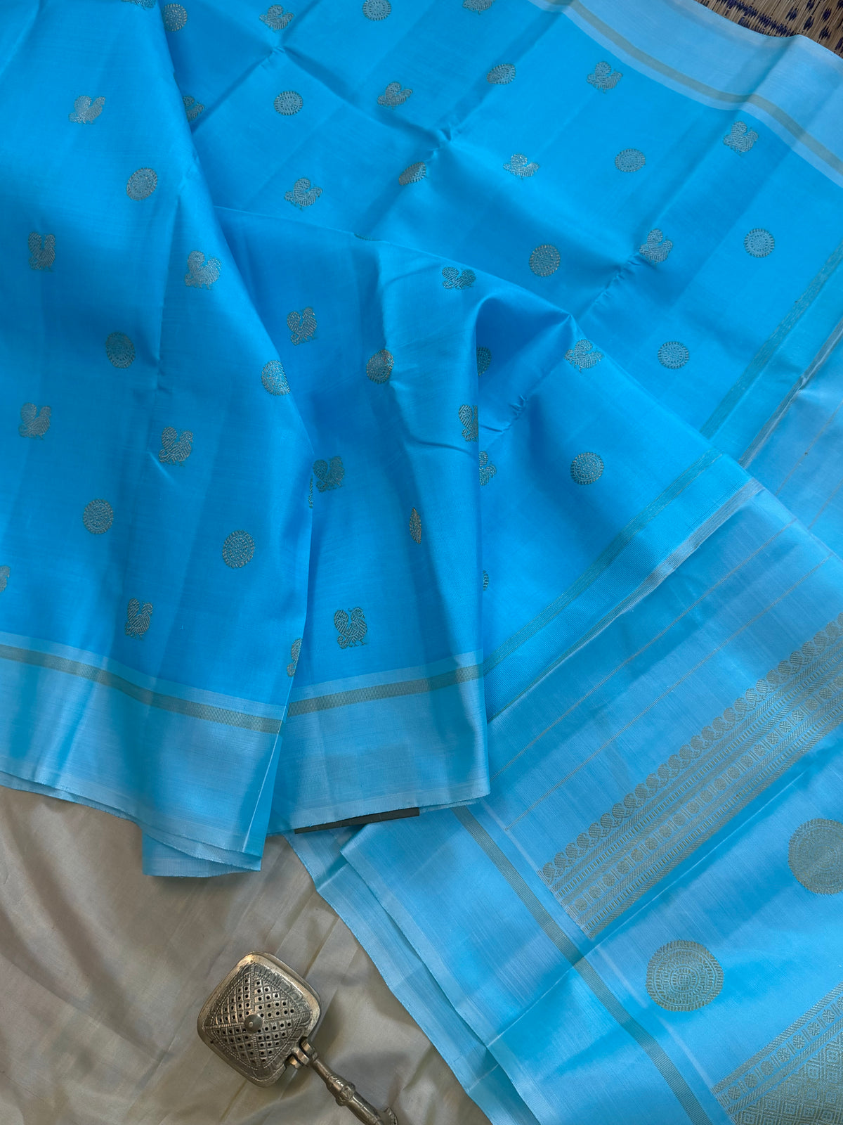 Sky blue   pure Kanjipuram silk