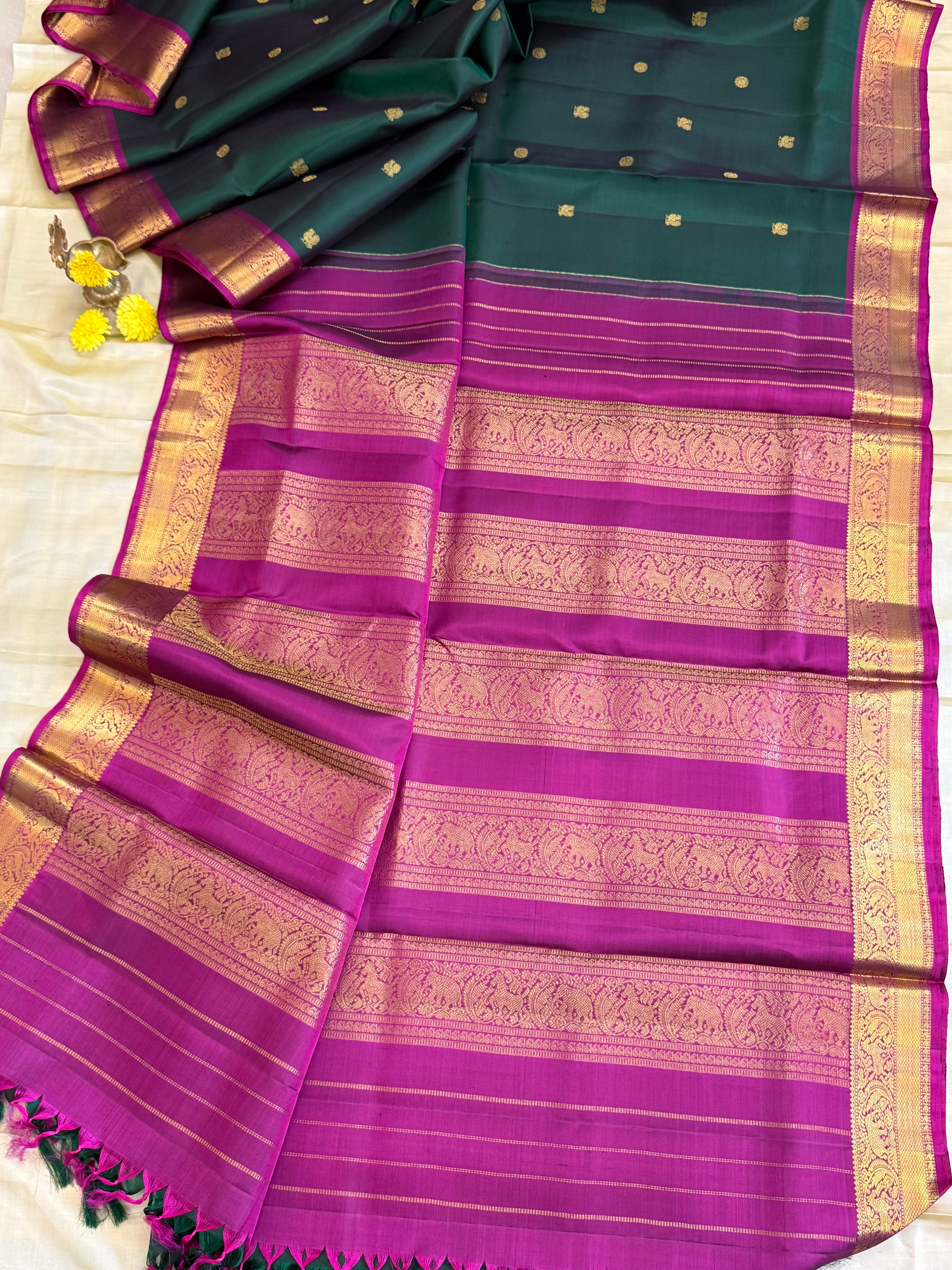 10 YARDS SEMI CONTRAST / KANJIPURAM SILK SAREE CLSA 10568
