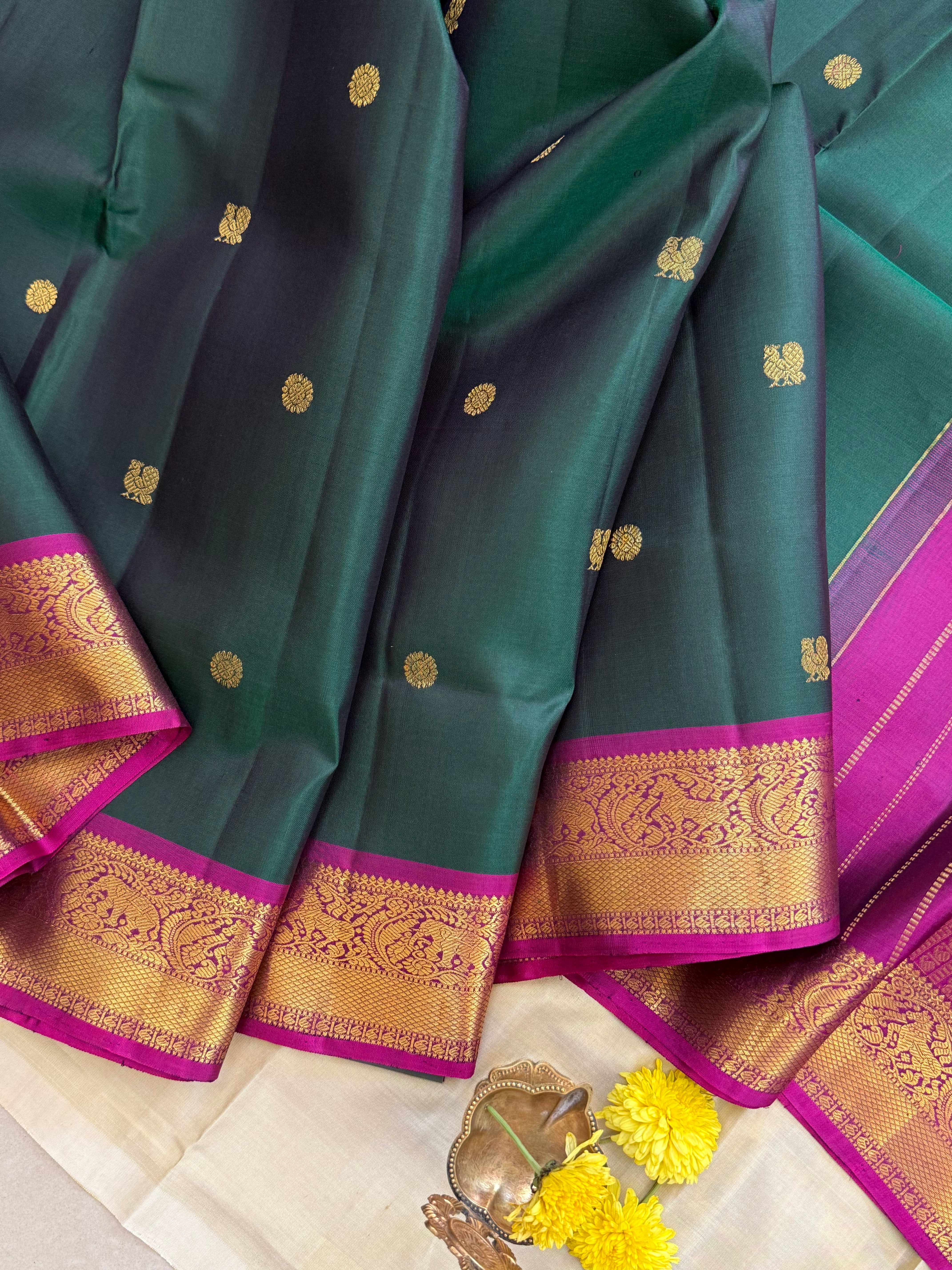 10 YARDS SEMI CONTRAST / KANJIPURAM SILK SAREE CLSA 10568