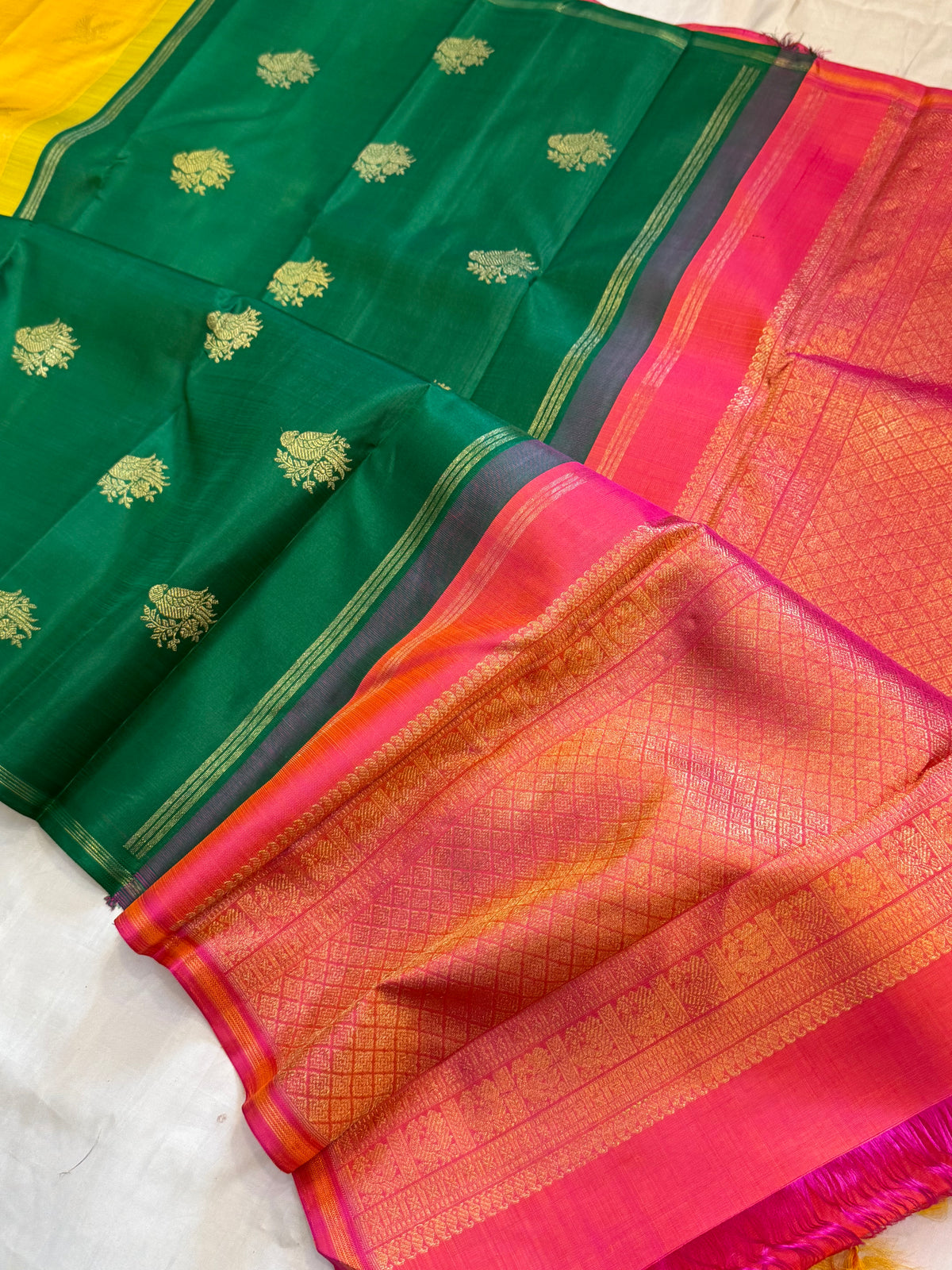 Yellow double pallu borderless / Kanjipuram silk CLSA12812