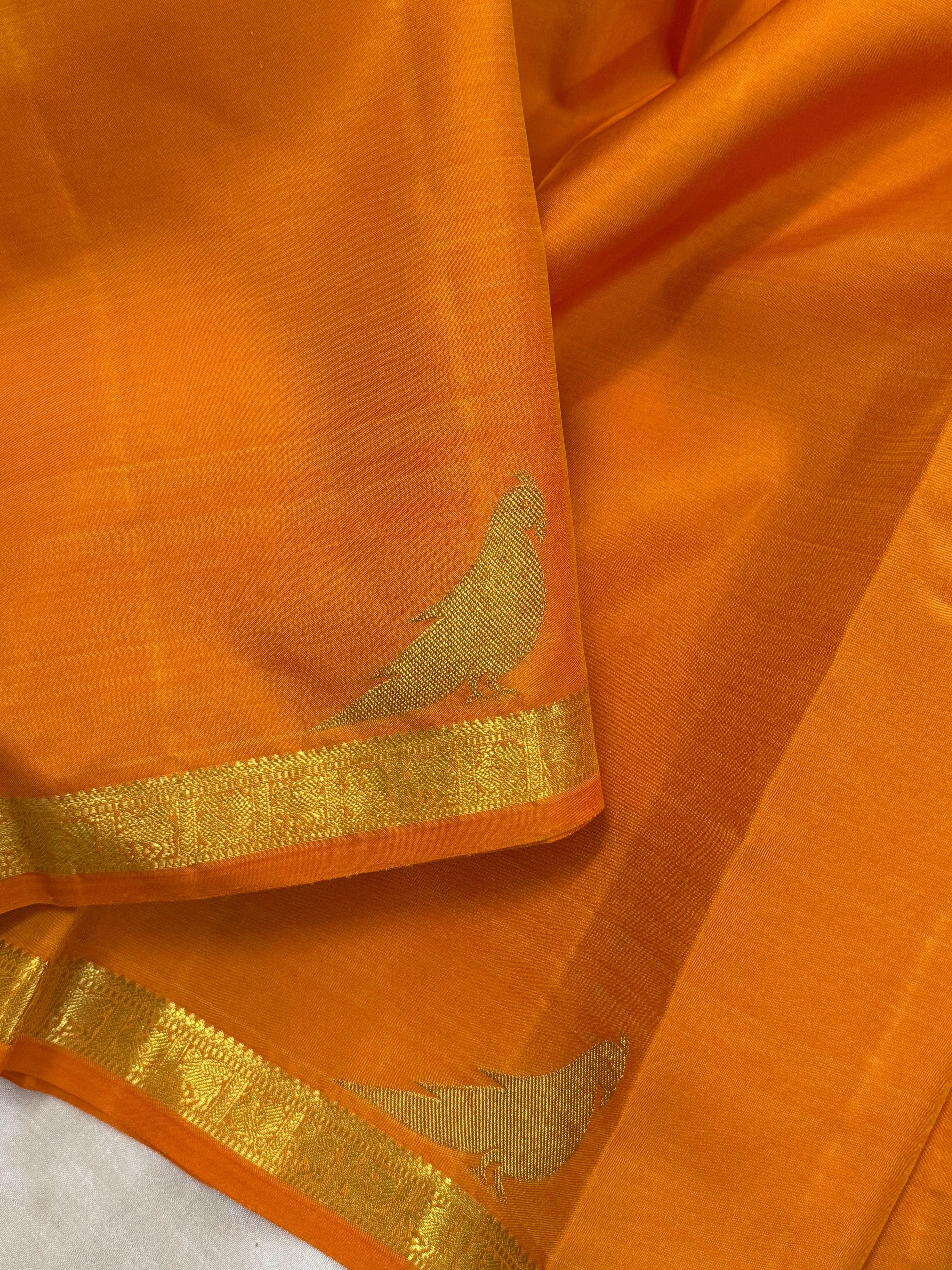order  Rustic orange killi border butta / Kanjipuram silk