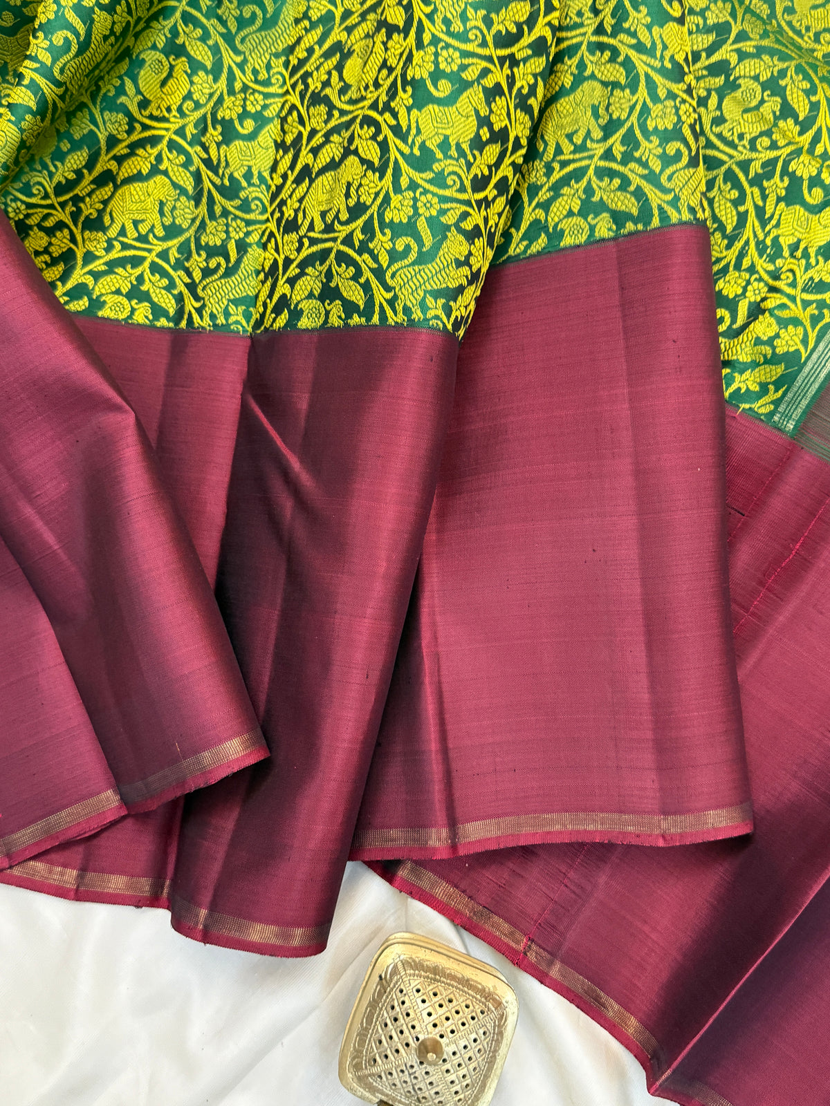 Vanasingaram Ganga Jamuna  thread work and border Korvai pure zari/ kanjipuram silk saree clsa 10092
