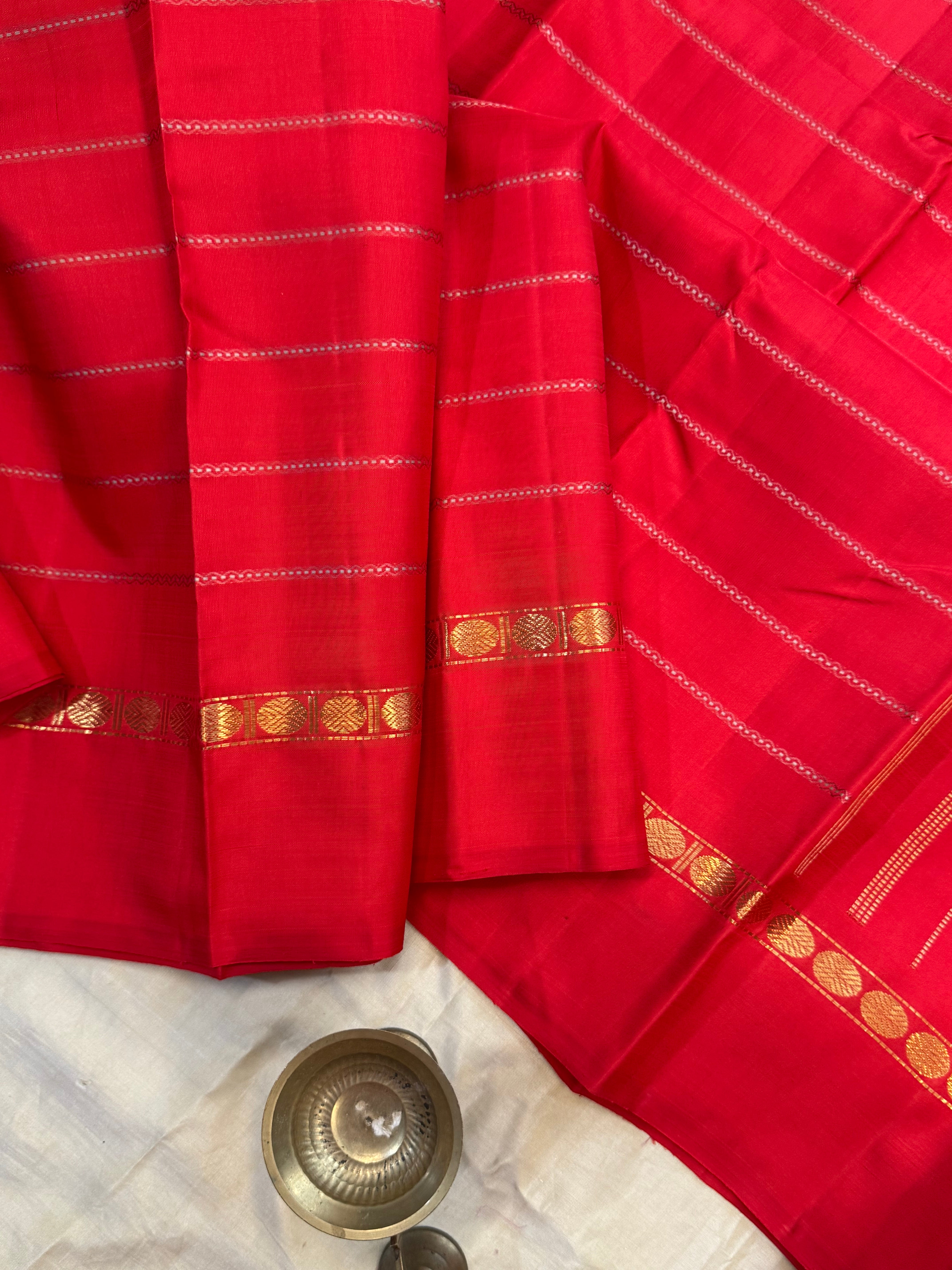 Rustic red Veldhari / Kanjipuram silk