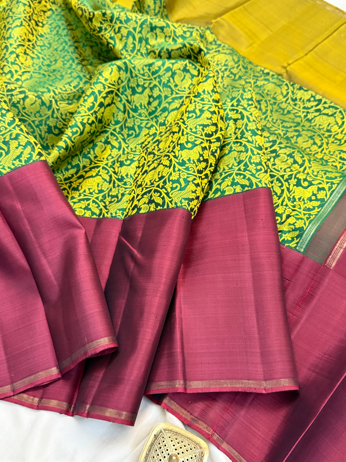 Vanasingaram Ganga Jamuna  thread work and border Korvai pure zari/ kanjipuram silk saree clsa 10092