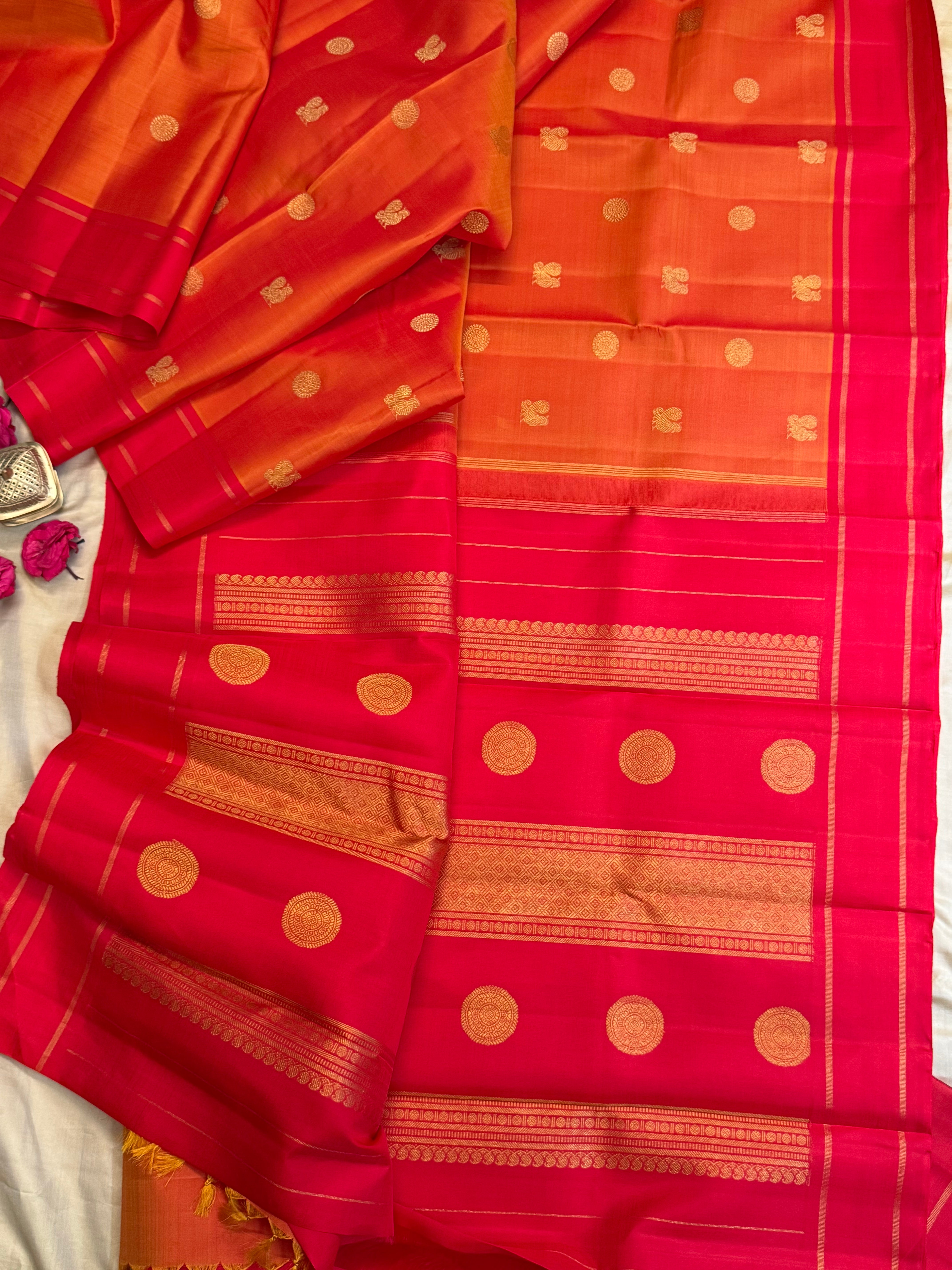 Simha and red annam and chakram butta / Kanjipuram silk  CLSA9207