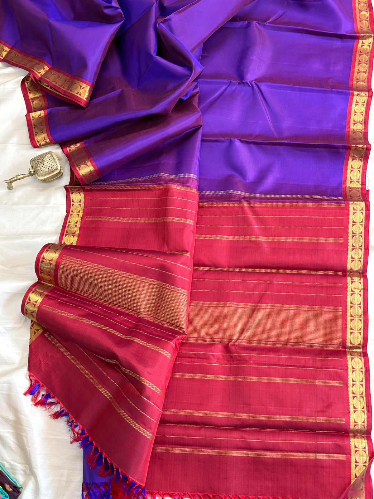 royal purple small border Zari Butta/kanjipuram silk saree clsa 11567