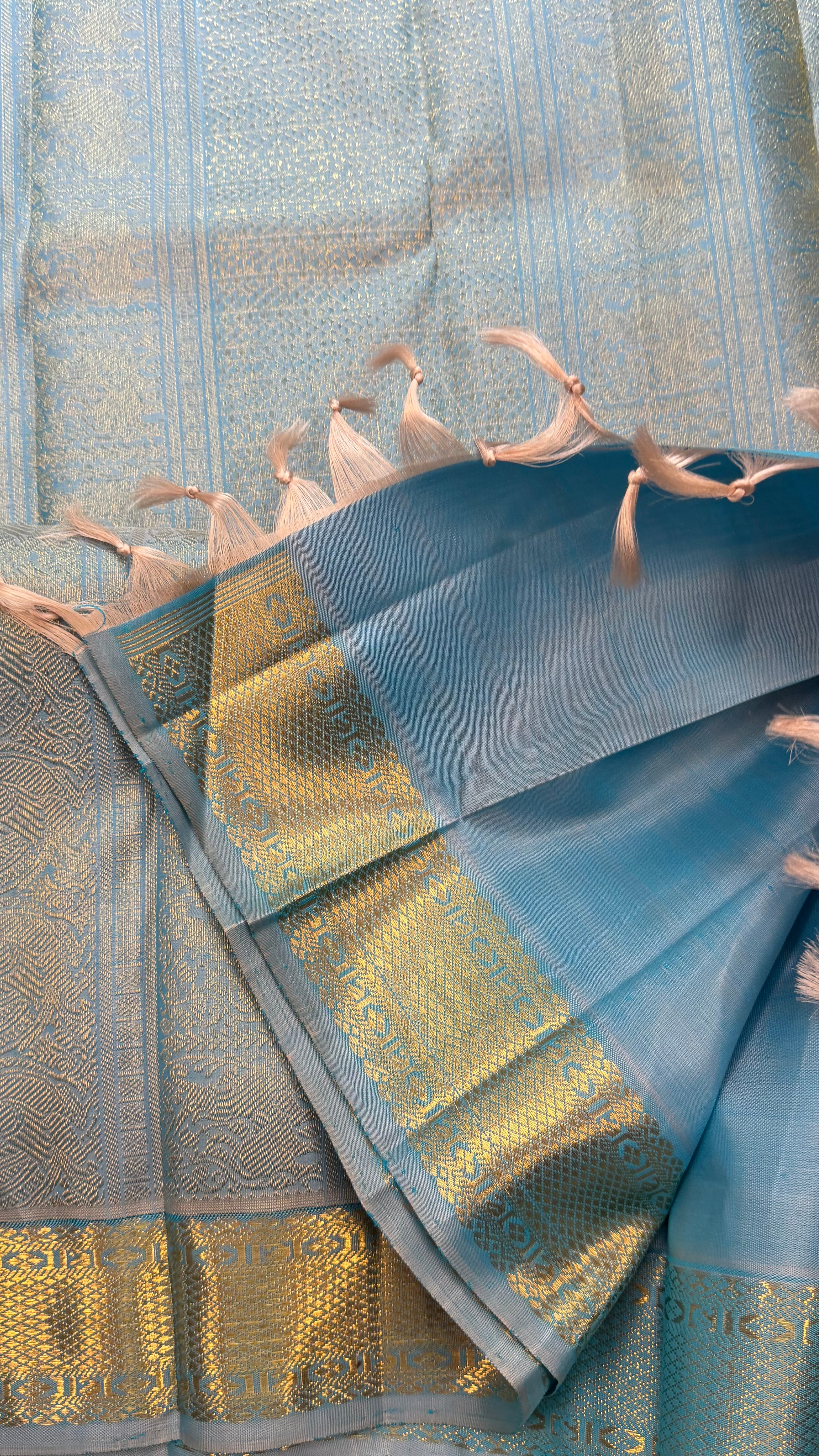 Powder blue brocade / Kanjipuram silk