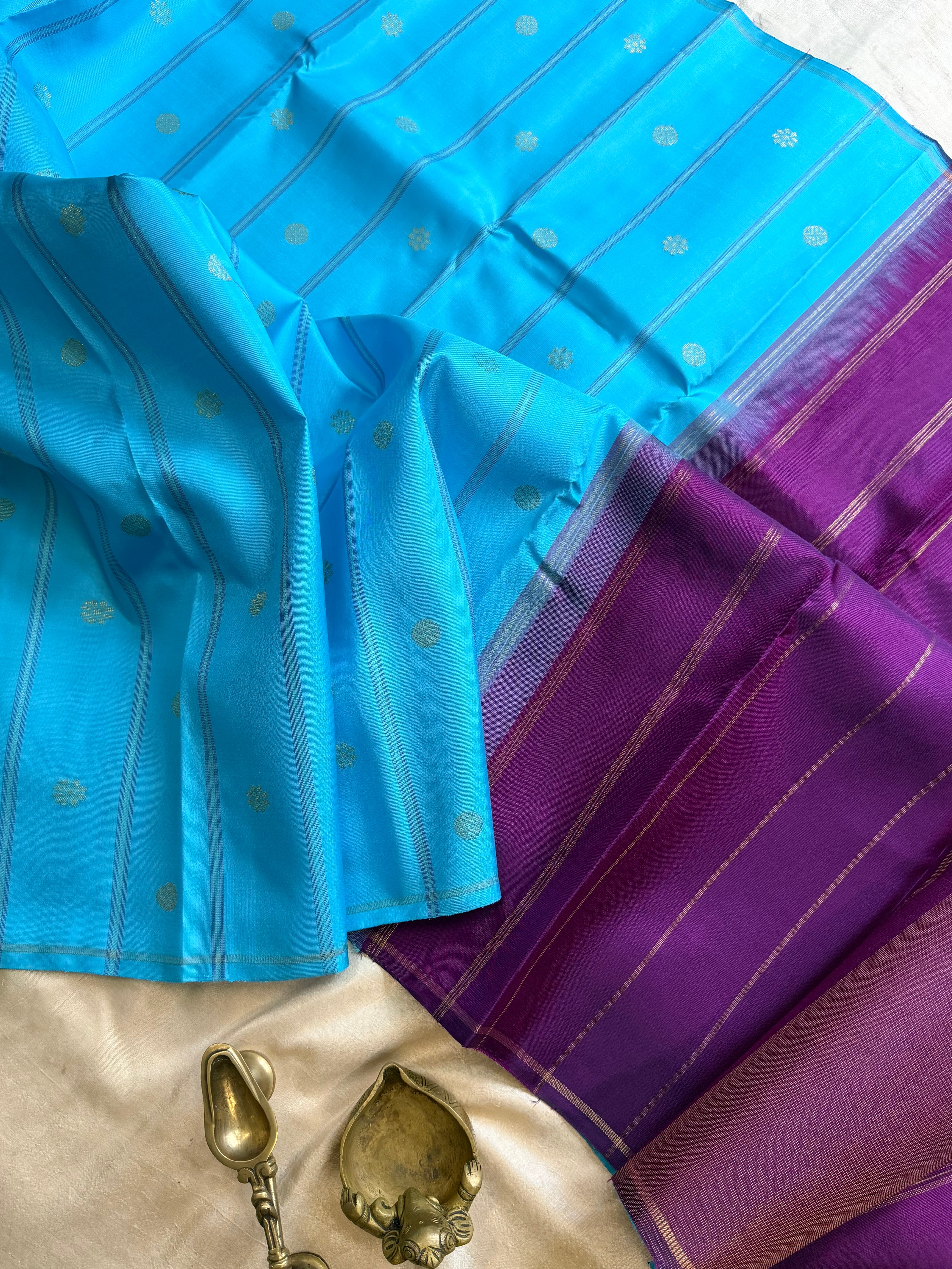 Kalai :Aanadha blue and purple palla / kanjipuram silk