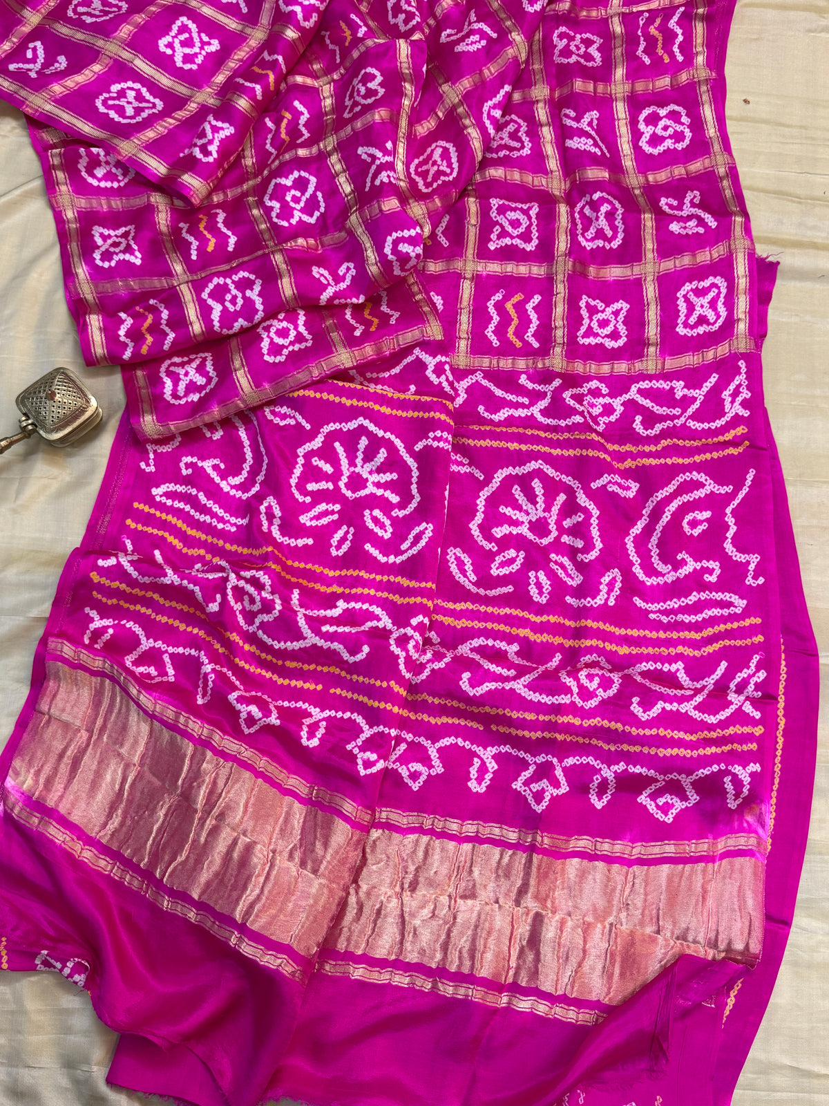Pink bandhini and gajji silk saree clsa 11938