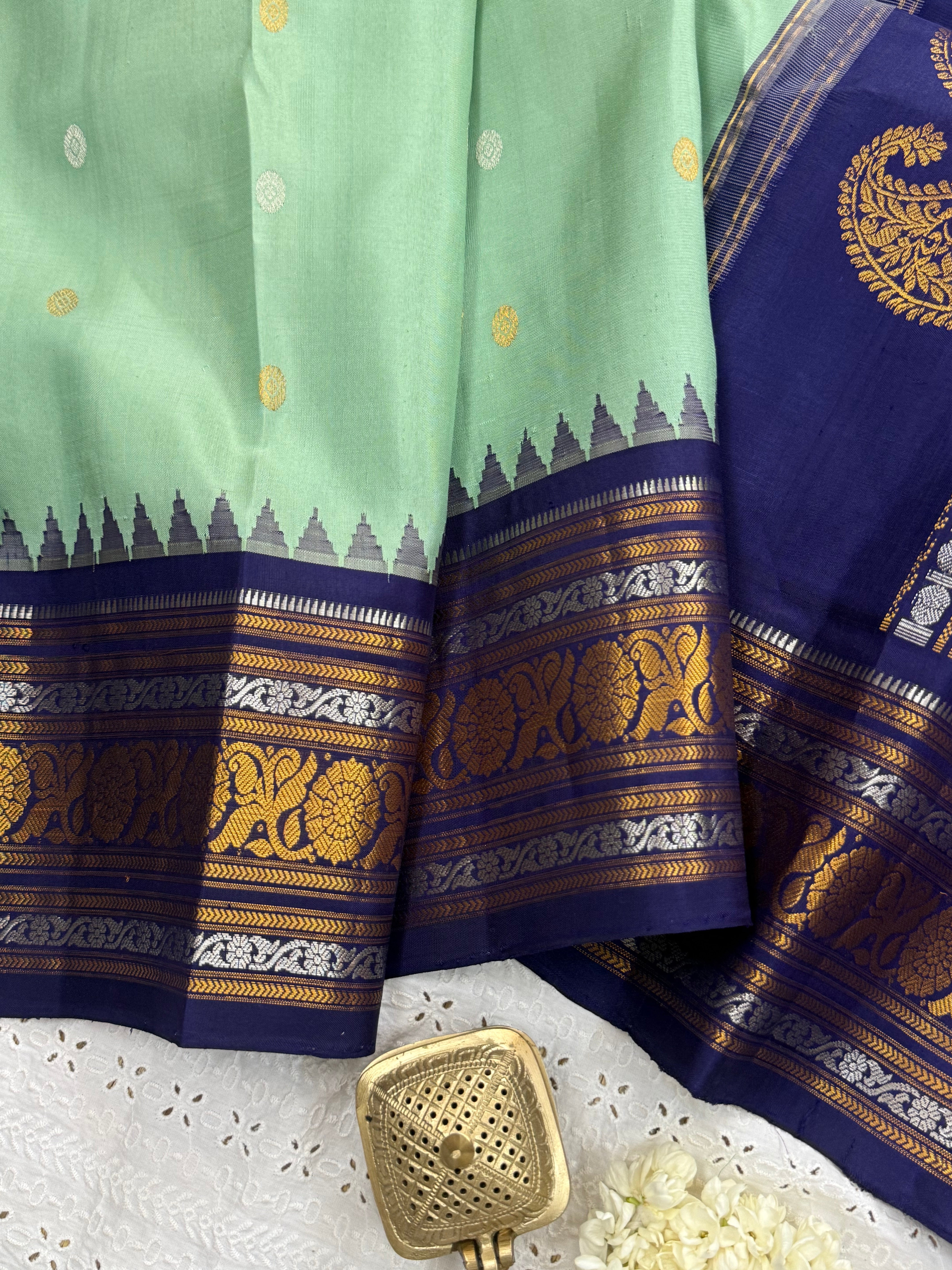 Green and deep blue/ Gadwal silk CL10311