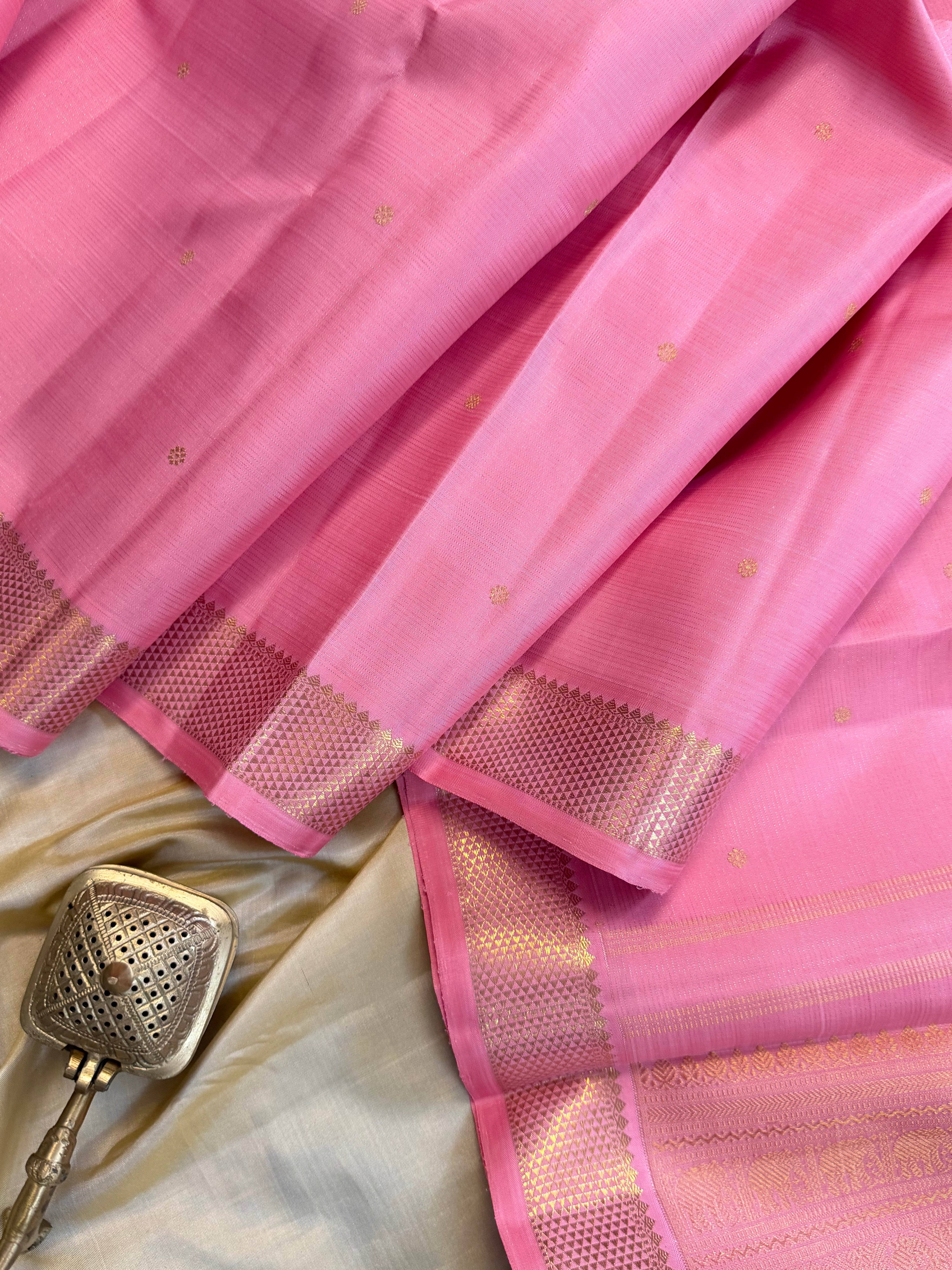 Pastel pink Vairaoosi  / pure Kanjipuram silk