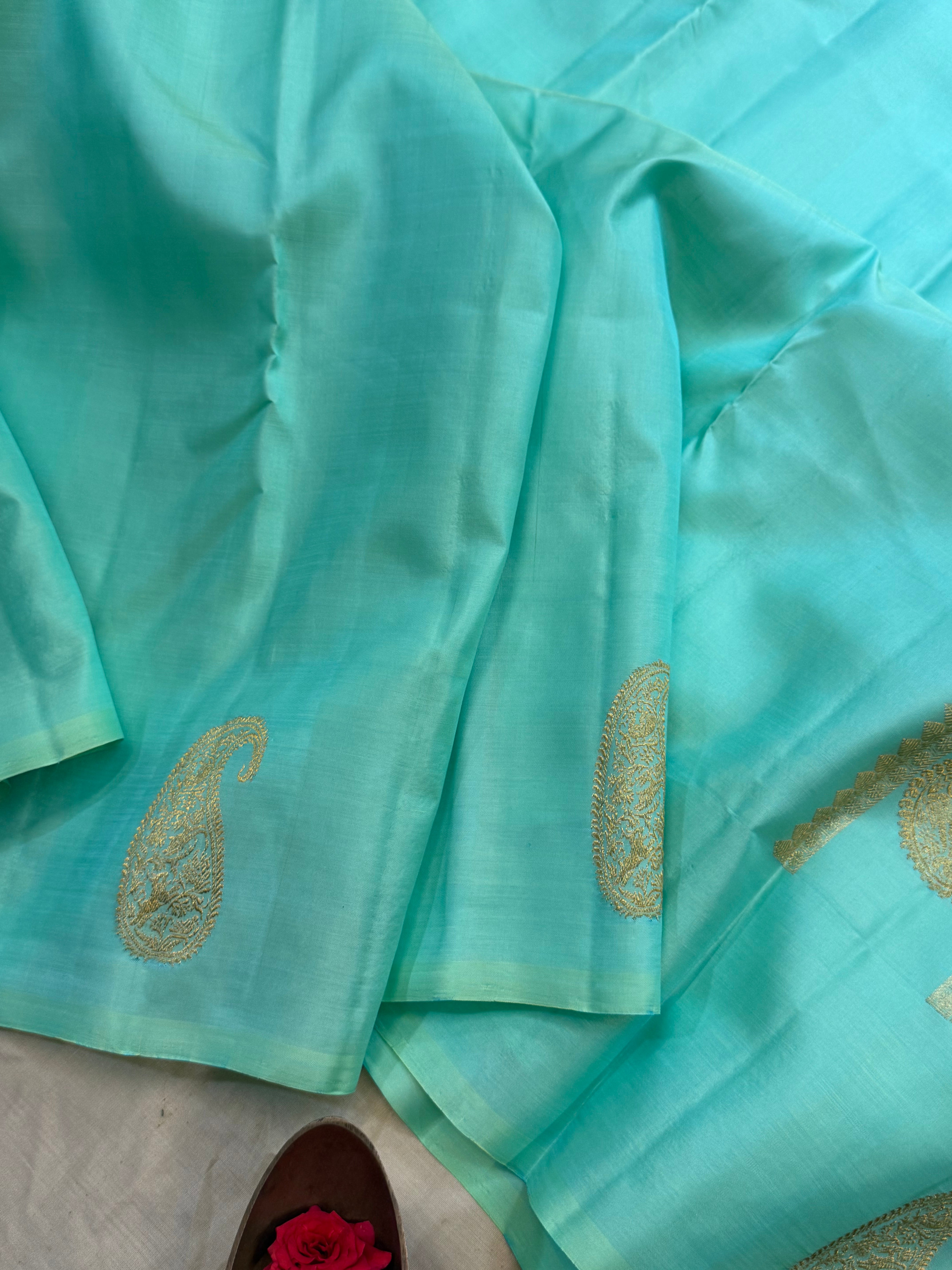 Sea green borderless/ Arani silk