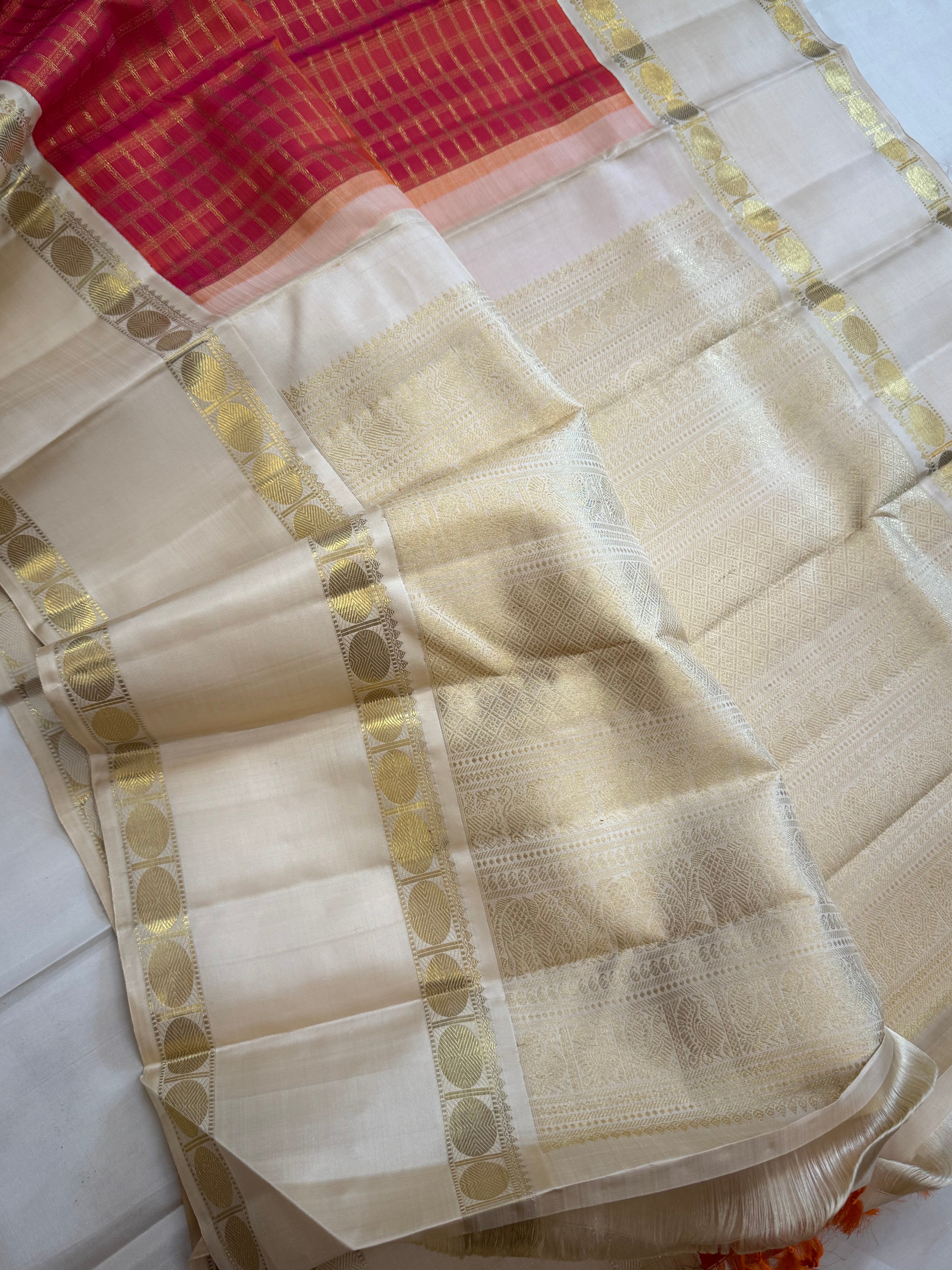 Zari Kattam Kai korvai retta pet / kanjipuram silk CLSA9875