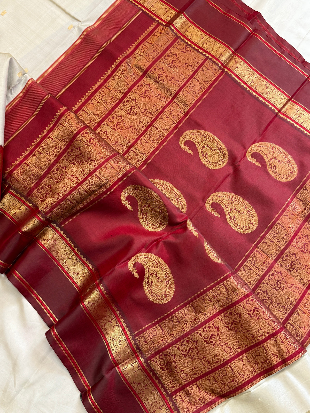 Special edition ivory with Korvai Zari Butta silk saree/clsa 12428