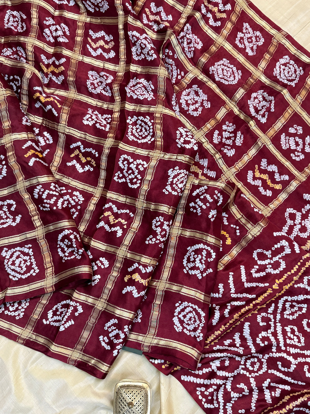 Brown bandhini and gajji silk saree clsa 11944
