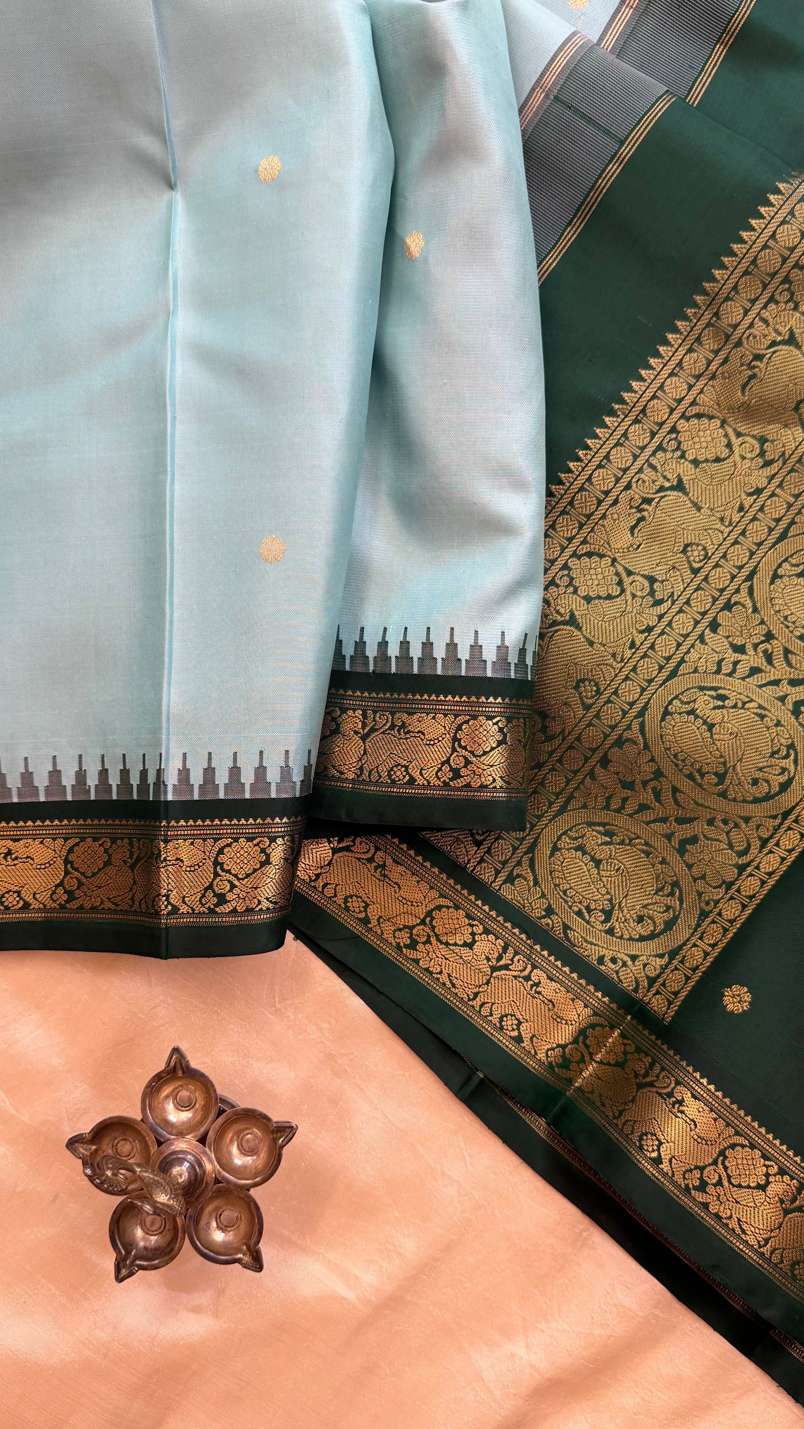 Blue Korvai green border.  / special edition