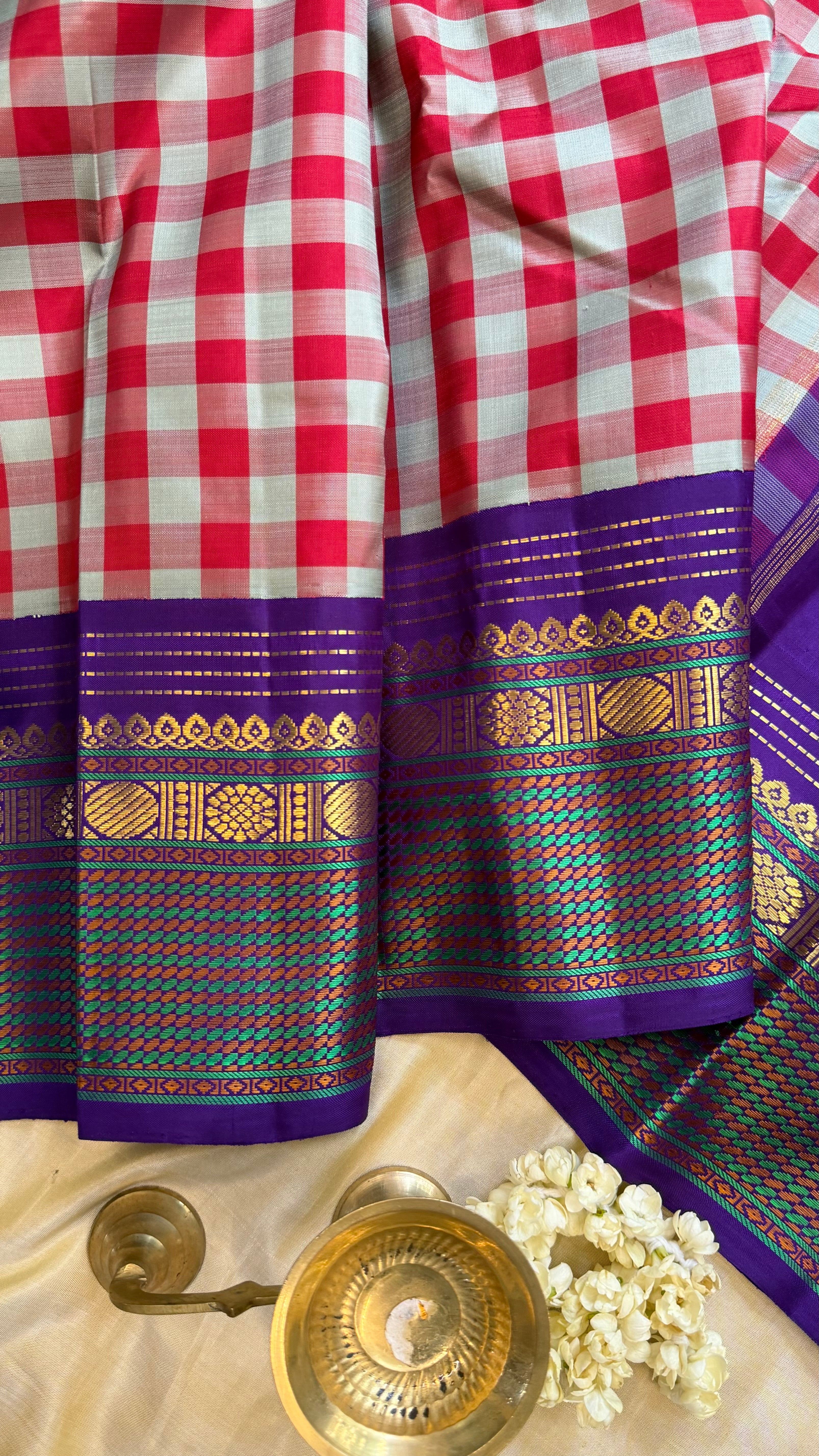 Master weaver - Vintage kattam singam pallu / Kanjipuram Silk