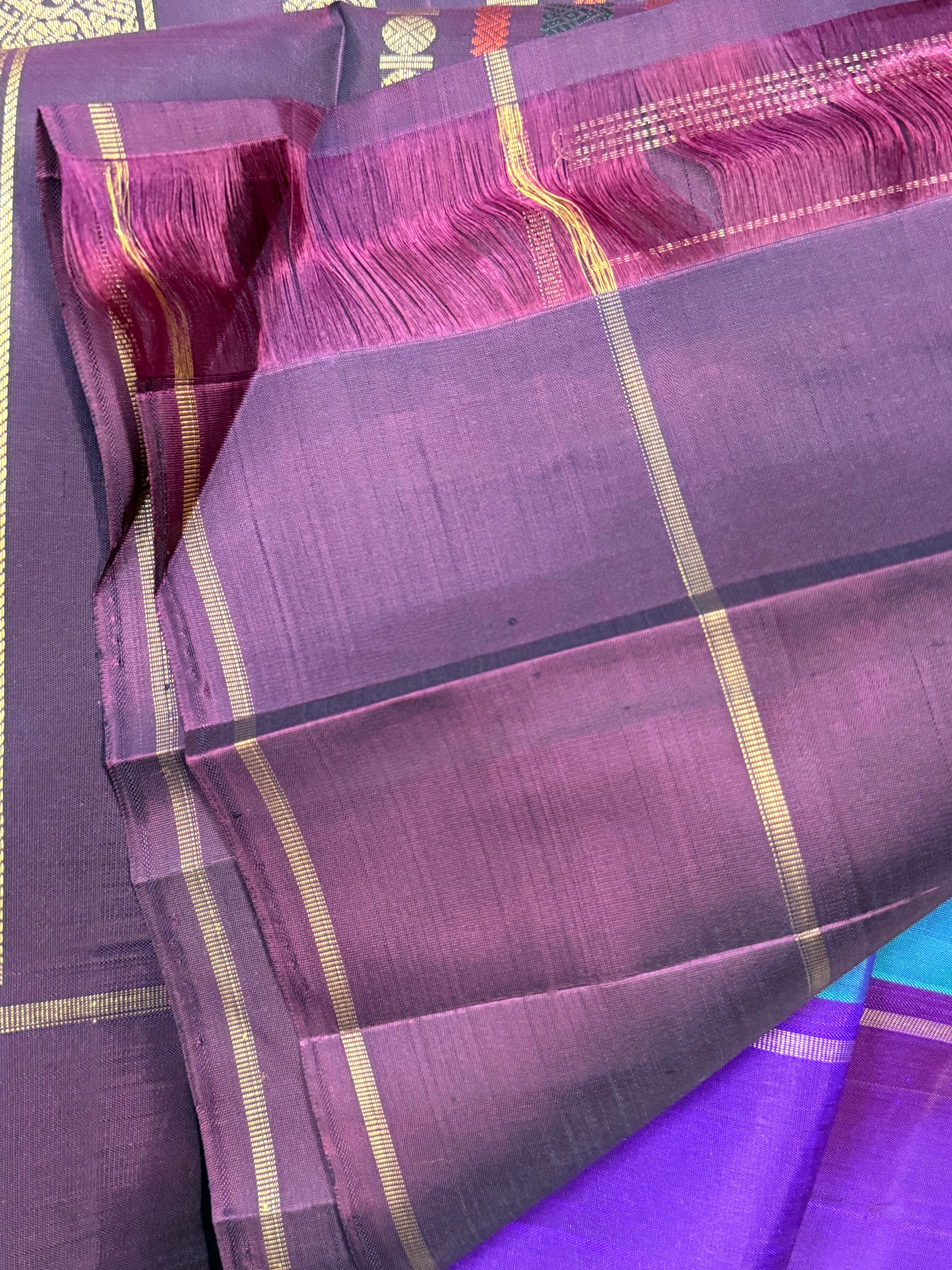 Peacock blue yazhi butta and deep pakku unique pallu / Kanjipuram silk CLSA8231