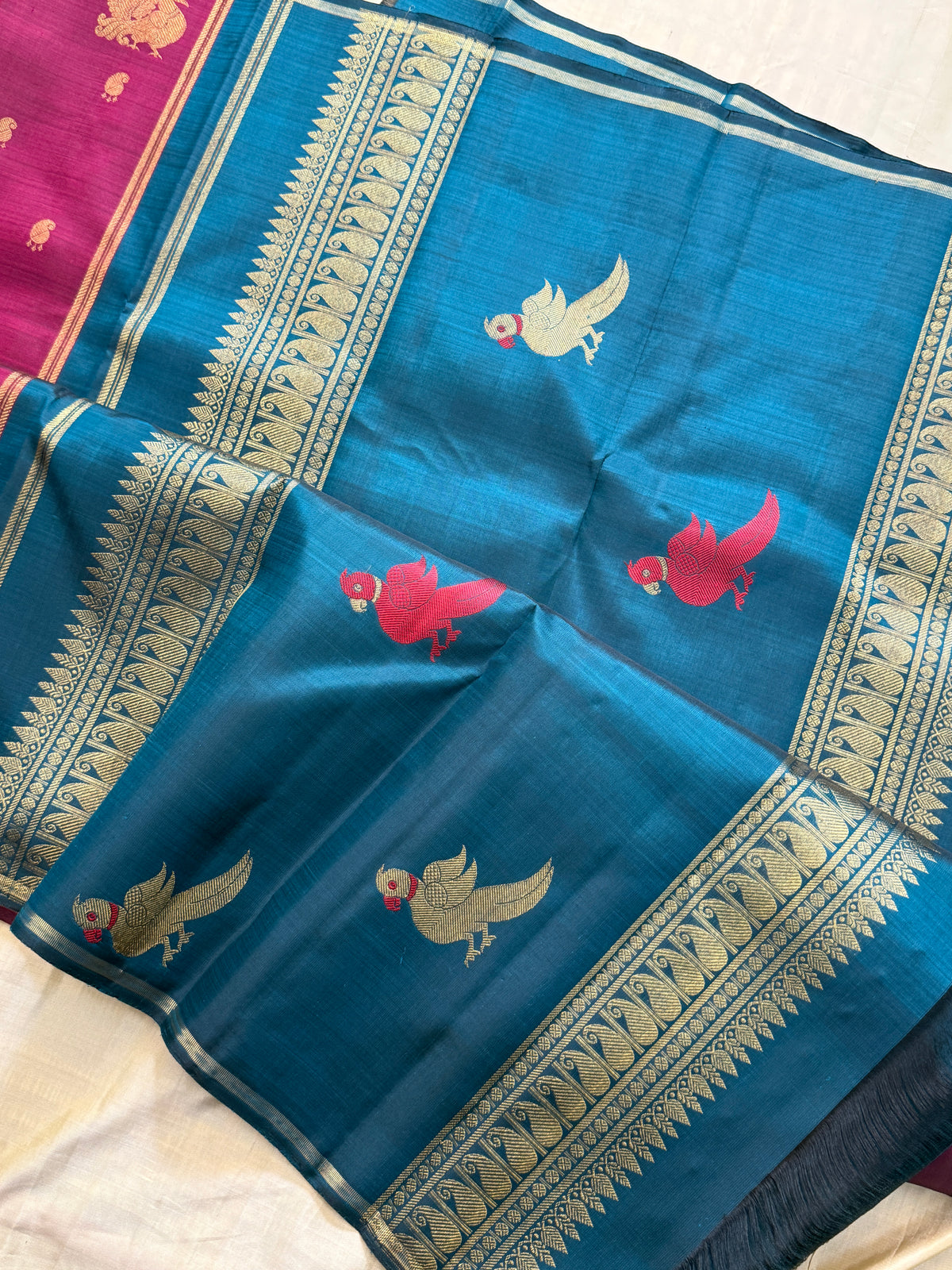 Beetroot body Zari butta border less / kanjipuram silk saree CLSA 11966