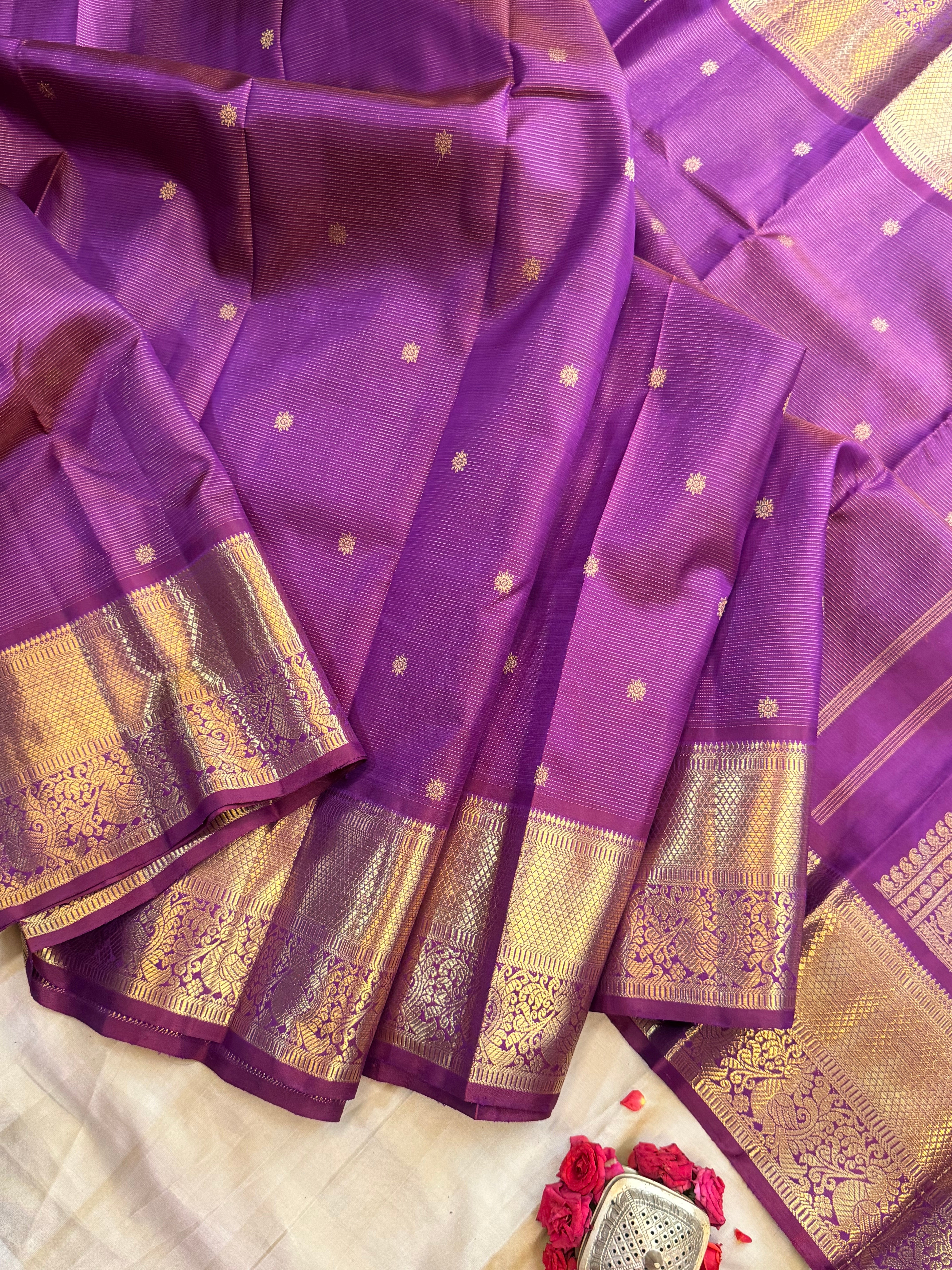 Purple shot Araku colour Vairaoosi / pure Zari Kanjipuram silk