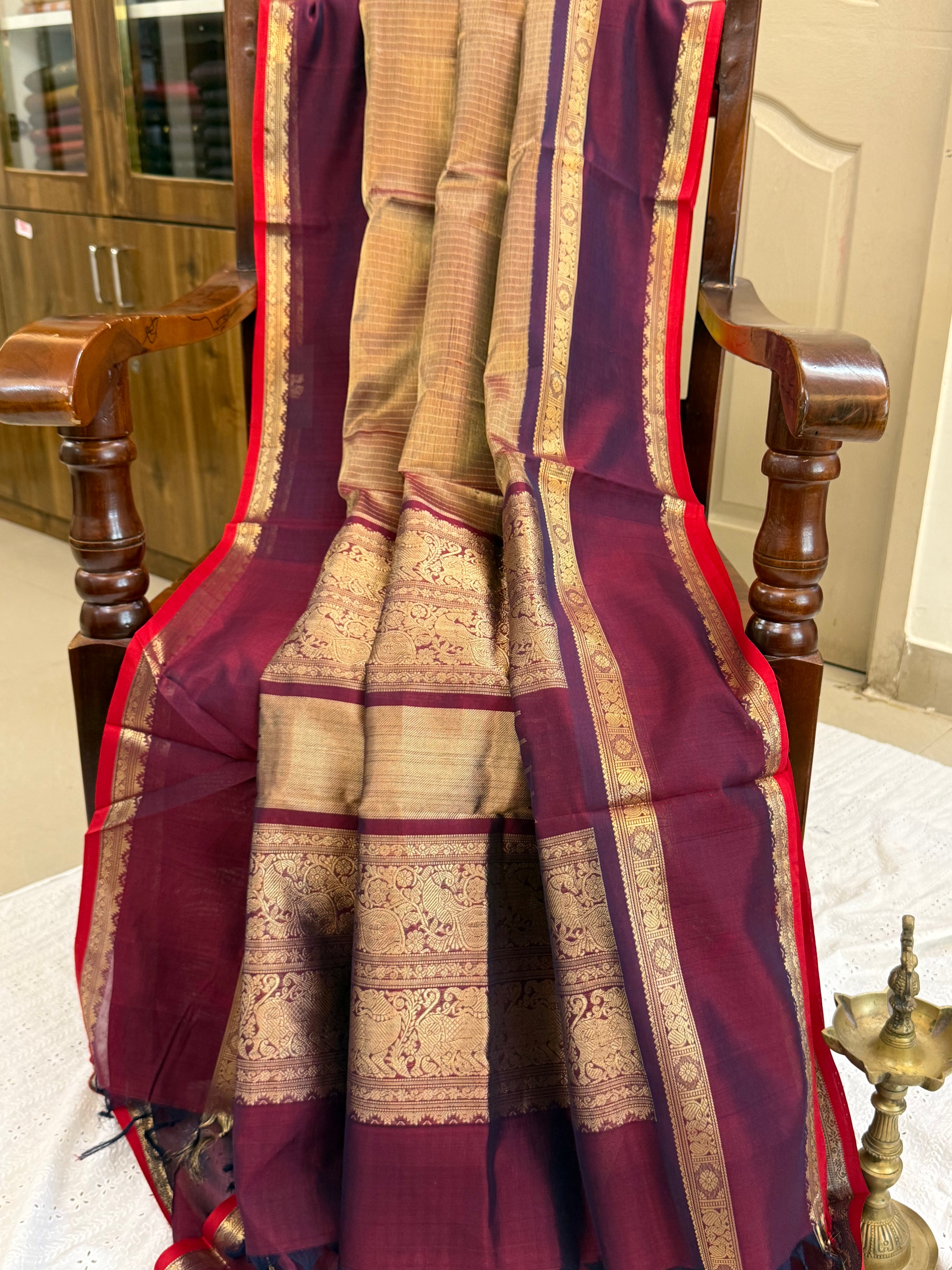 Deep Araku tissue rettapet border/ Premium Silk Cotton CL8287