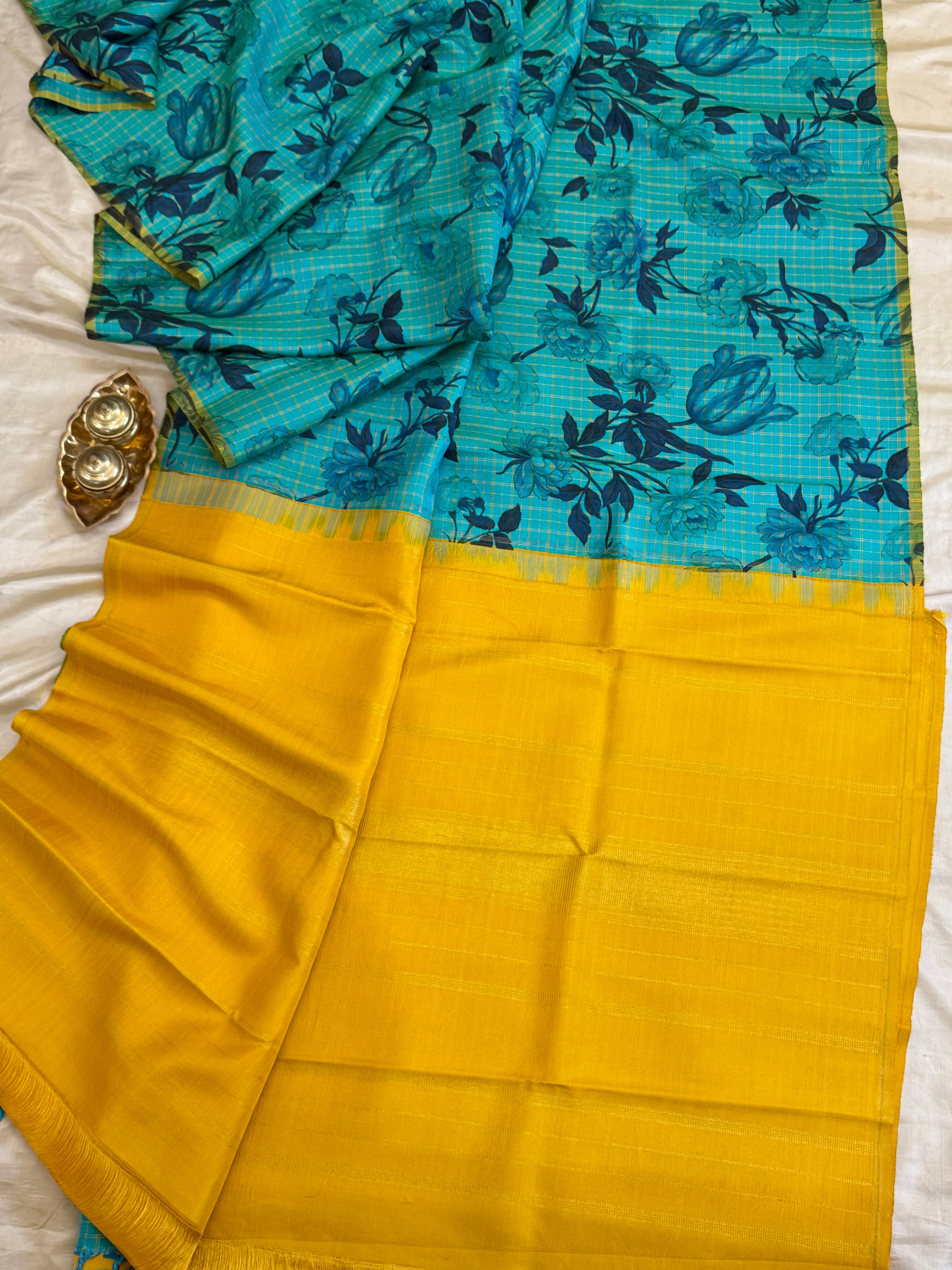 FLORAL DIGITAL PRINTED PURE ZARI / KANJIPURAM SILK SAREE CLSA 10817