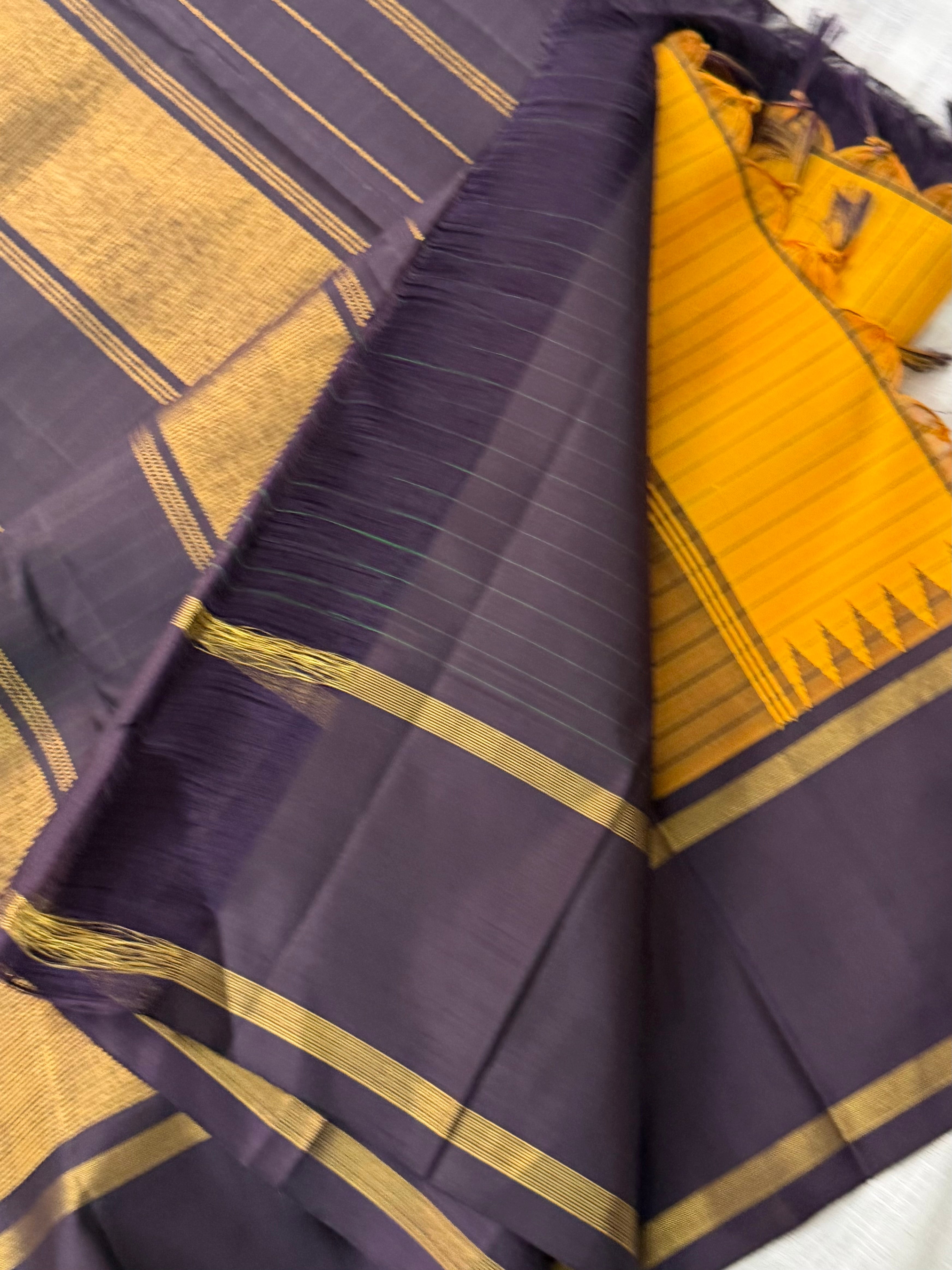 Mustard yellow  korvai   / Arani silk