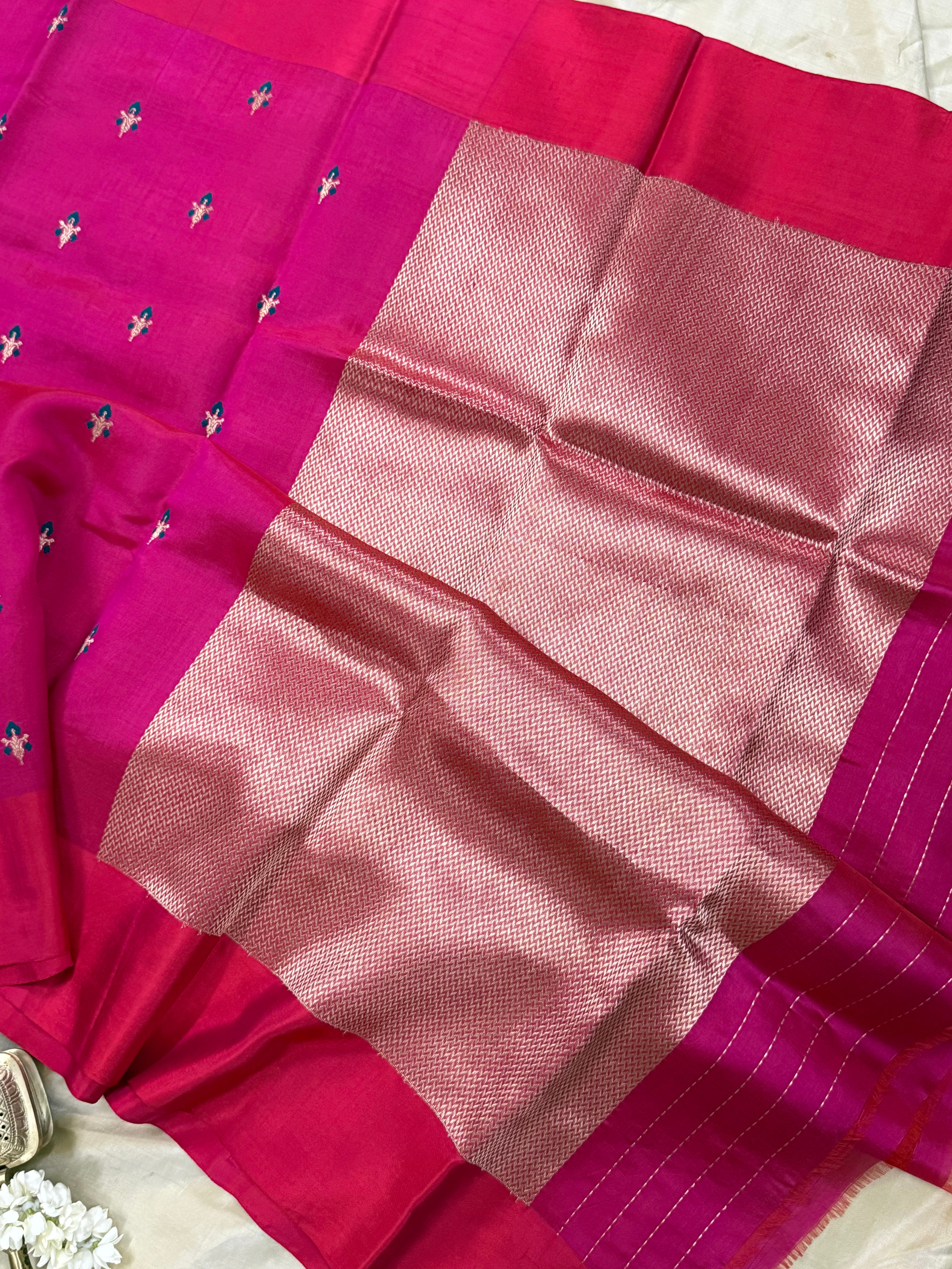 Pink floral / Chanderi Silk