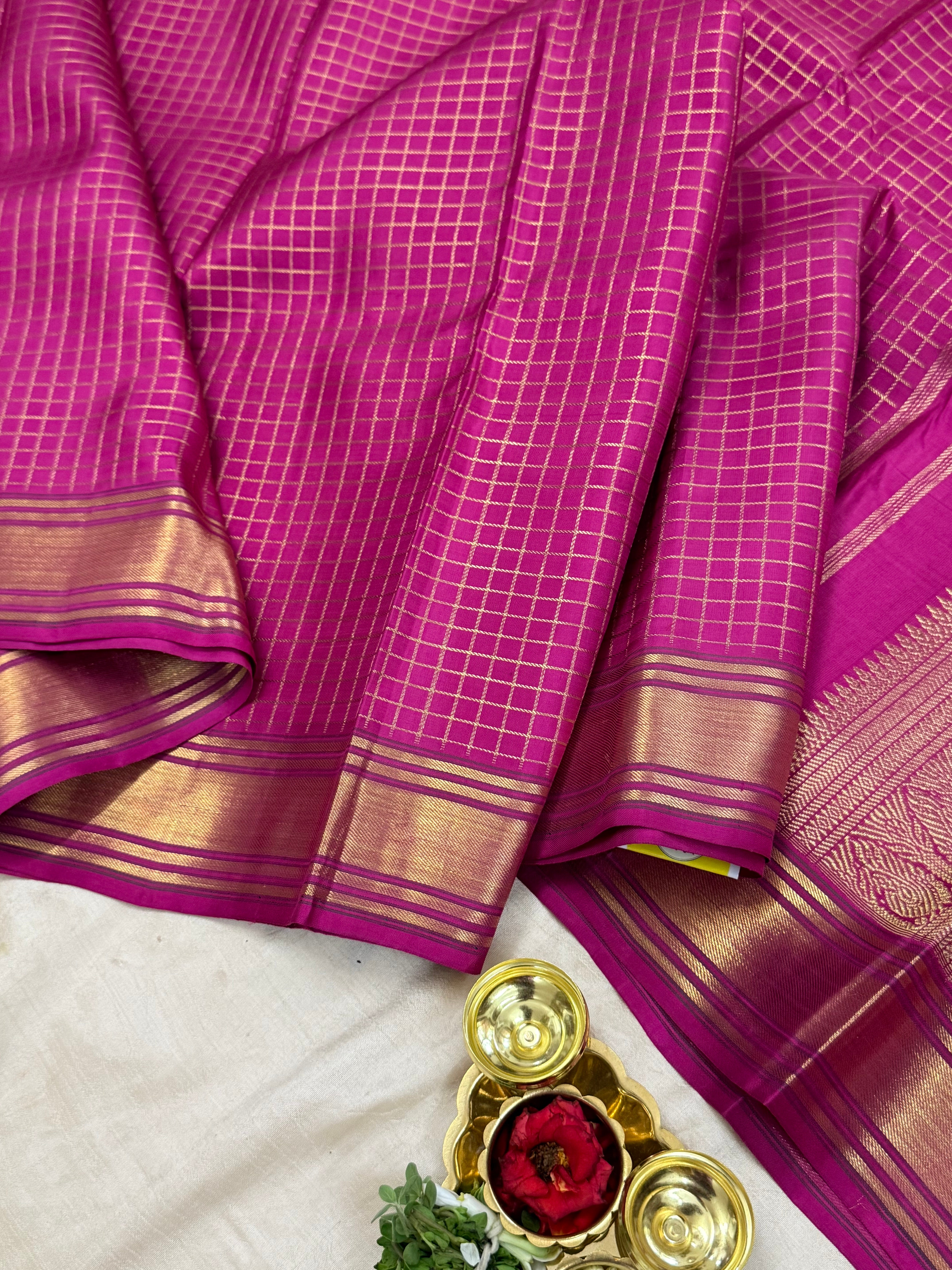 Pink zari kattam - unique pallu / Kanjipuram silk