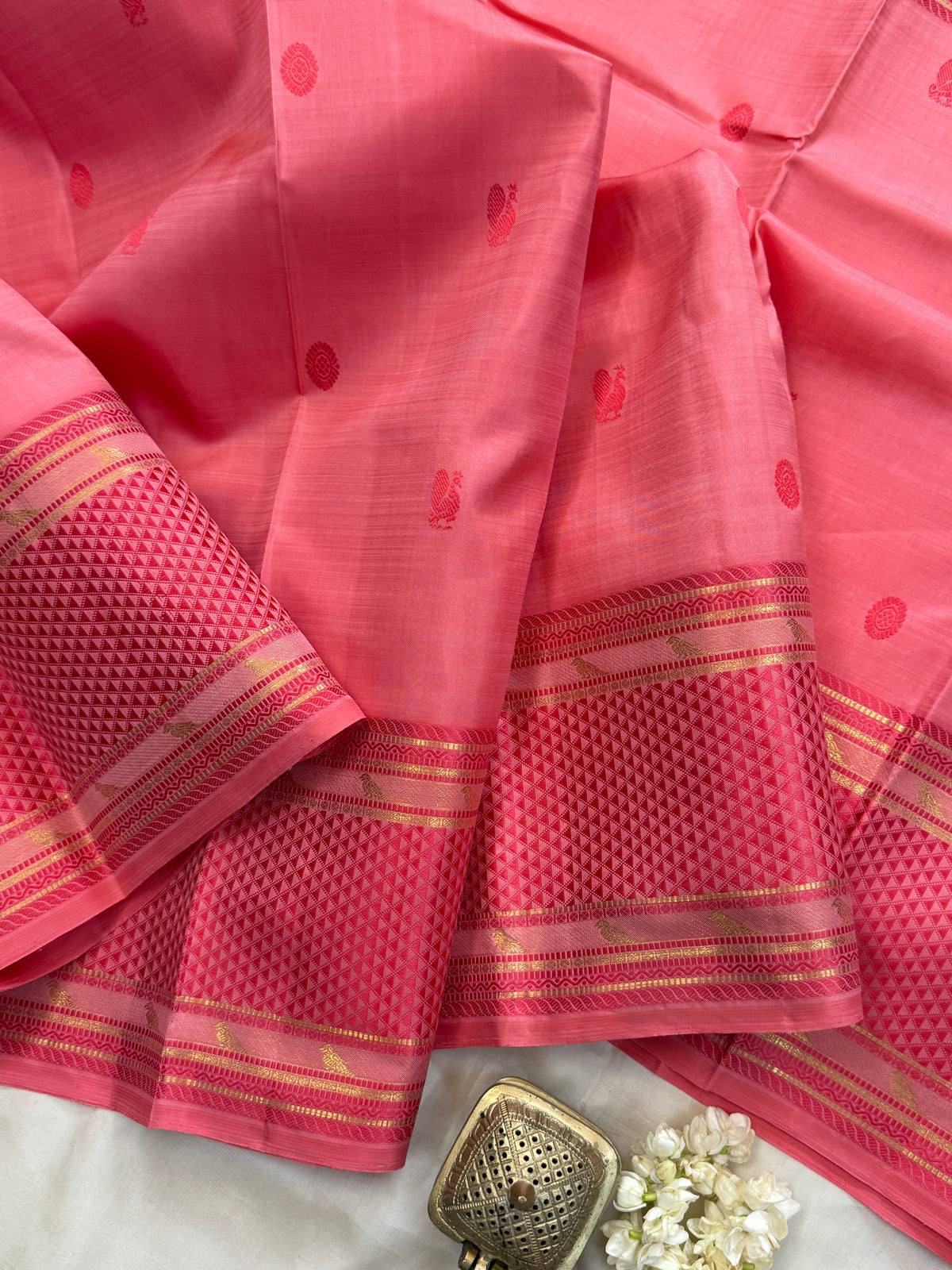 KILIYE :  pastel pink kili work /Kanjipuram silk clsa 5676