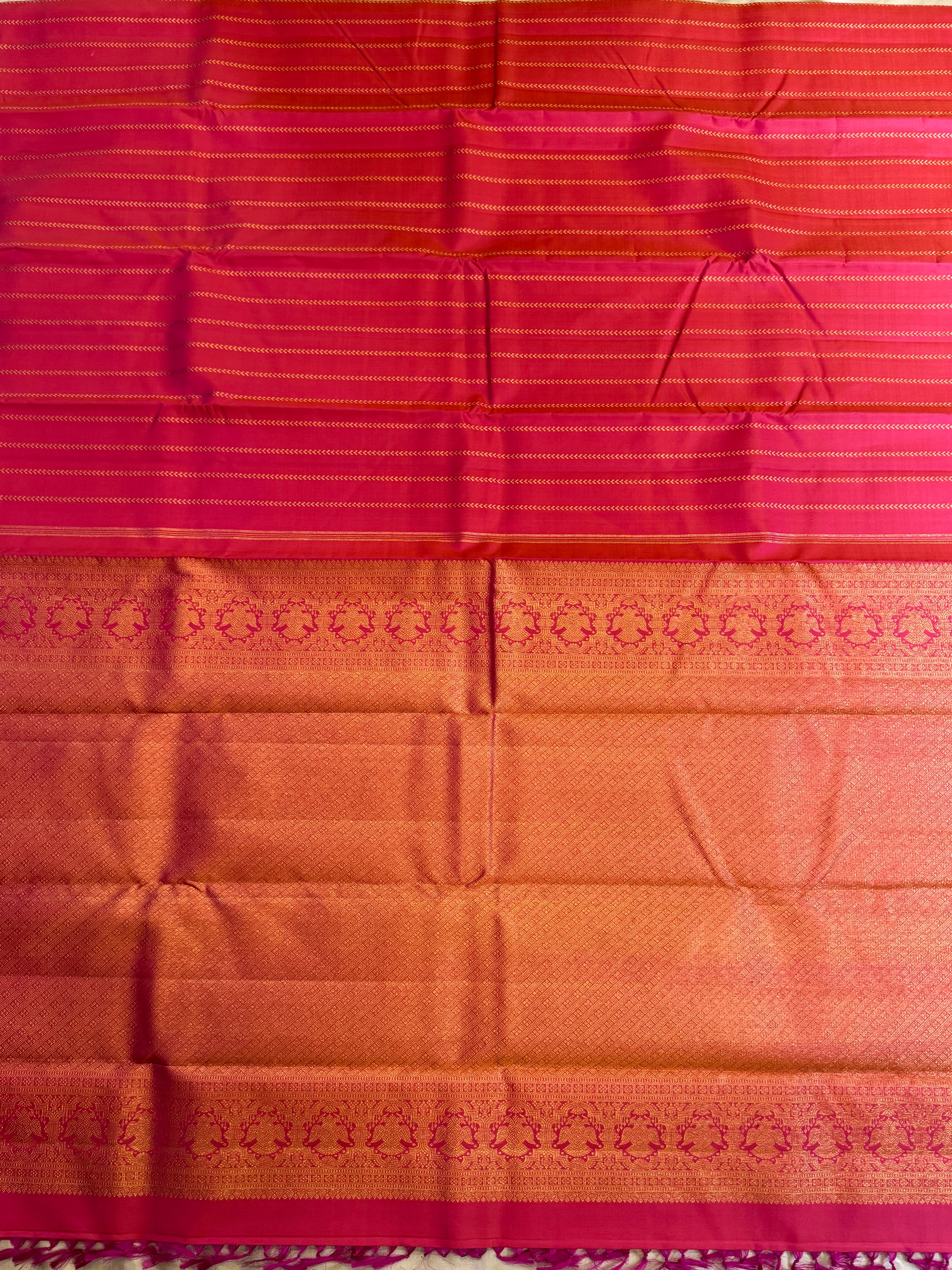 Pink shot orange vanki stripes/ Arani silk