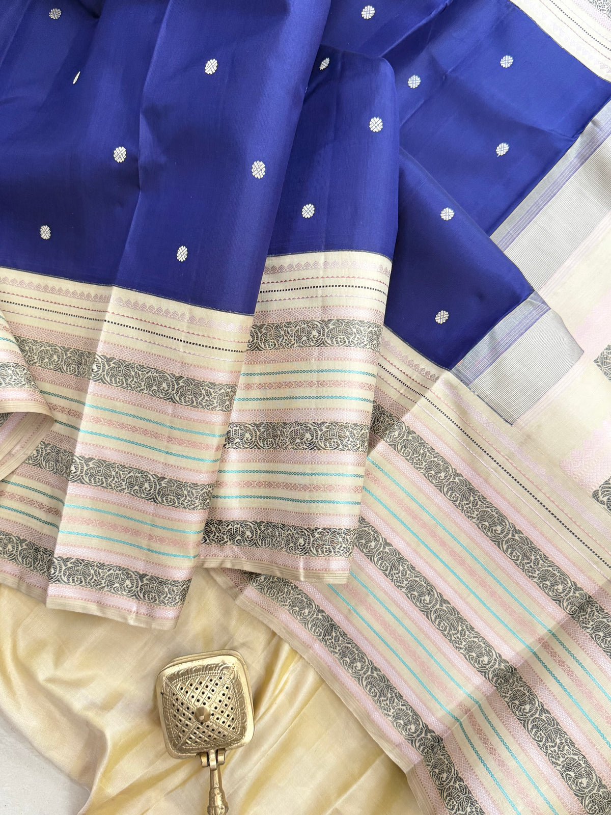 Dark blue varisapet Kai Korvai  / Arani silk